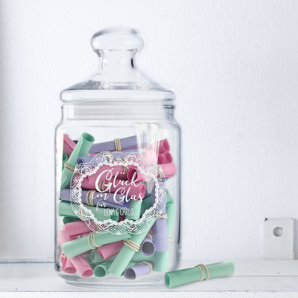 Bonbonglas mit Gravur - Glück im Glas - personalisiert