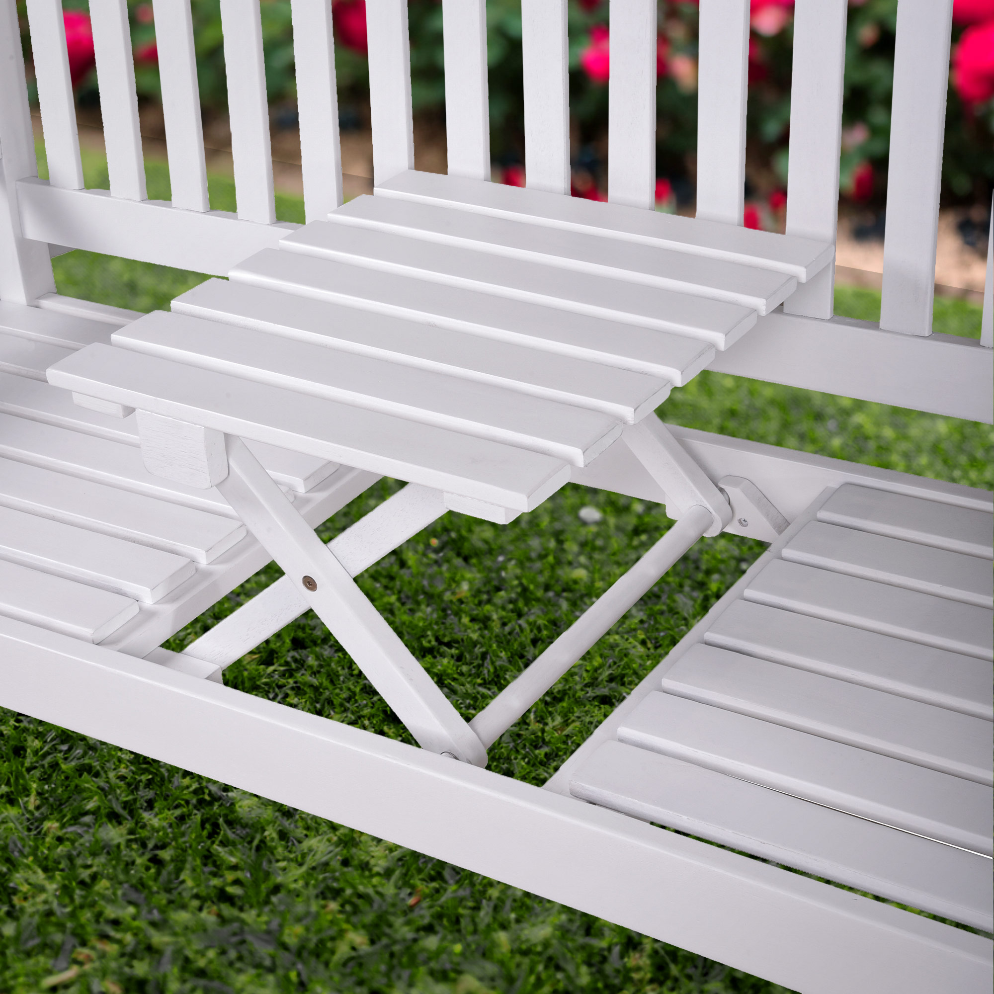 Gartenbank zur Hochzeit mit gravierter Plakette - Weiß