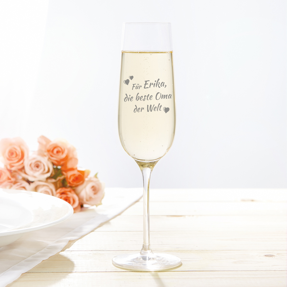 Sektglas mit individueller Gravur - Beste Oma