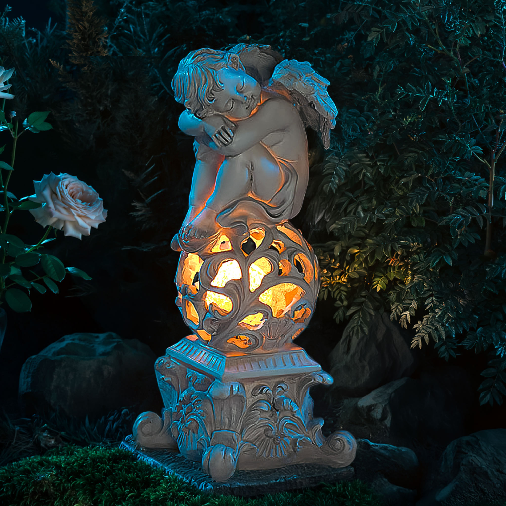 Engel mit LED Solarlicht - Leuchtende Gartendekoration