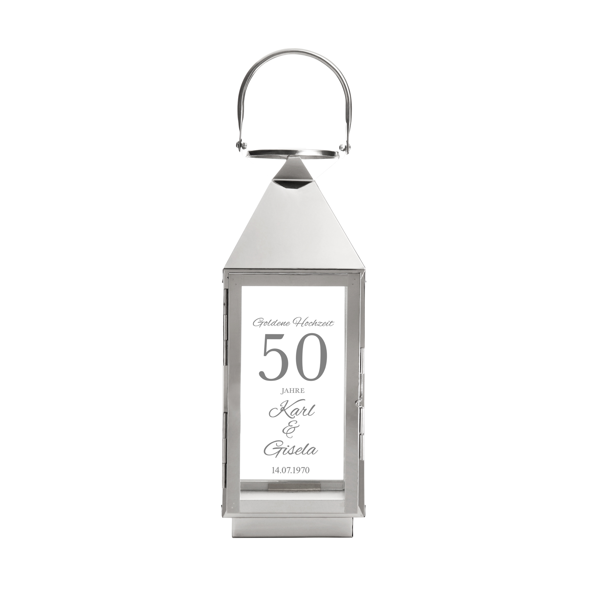 Silber Laterne mit Gravur zur Goldenen Hochzeit - Personalisiert