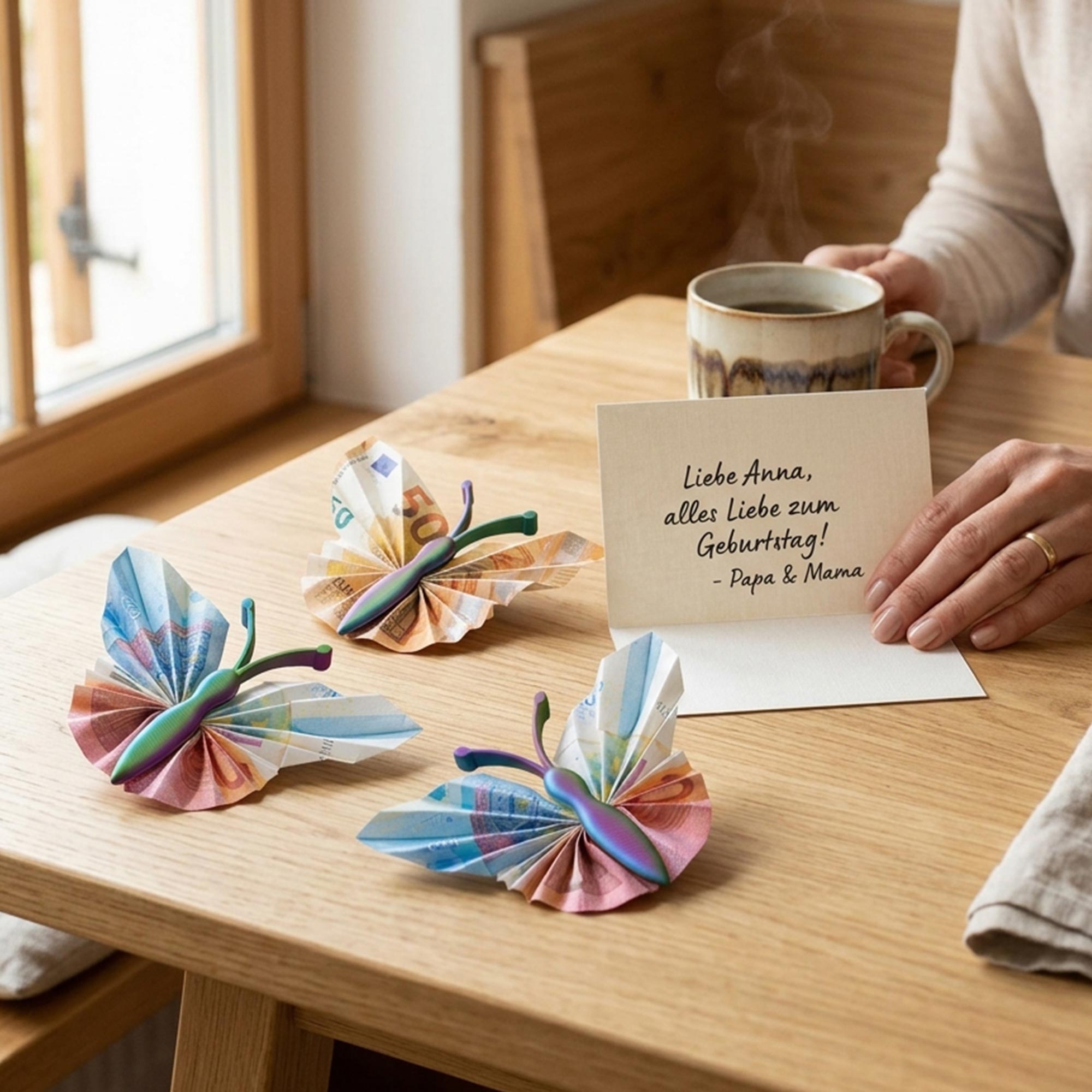 Geldgeschenk Schmetterling - 3er Set Geschenkverpackung für Geld mit Farbverlauf