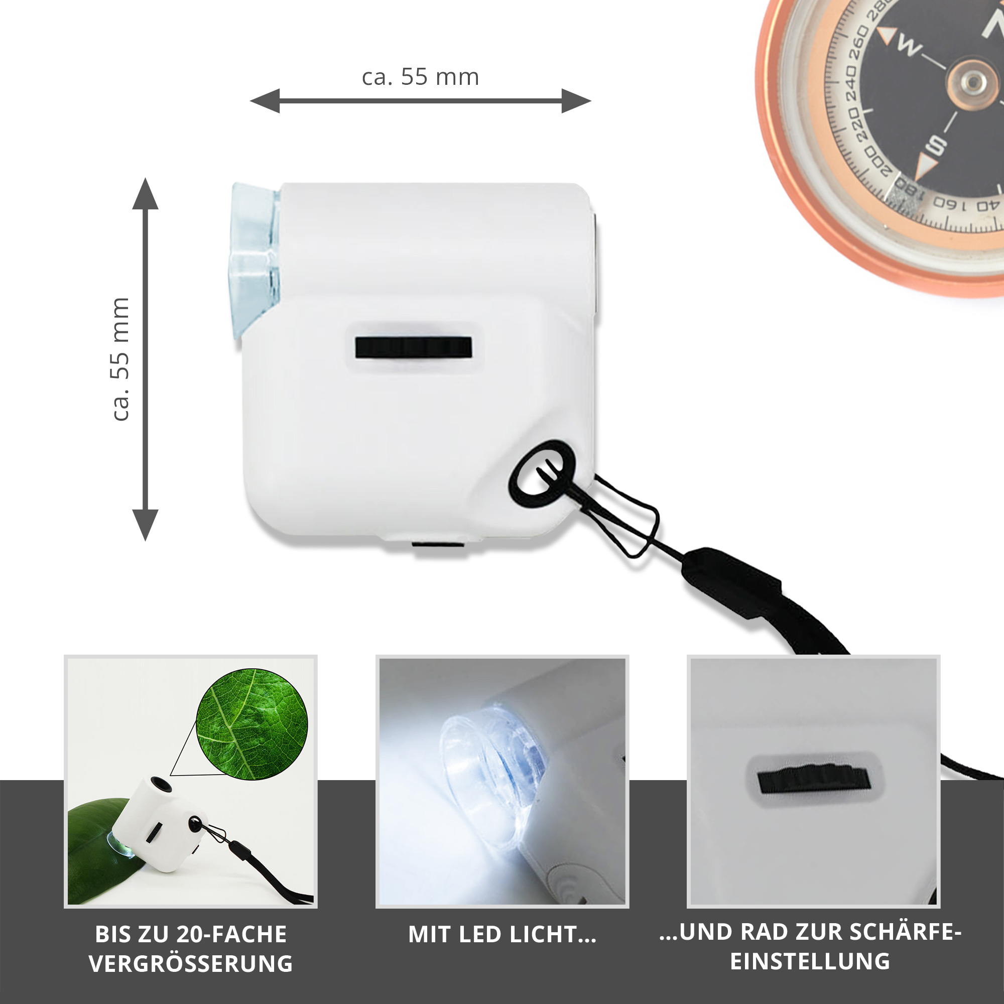 Mini Mikroskop mit LED Licht - 20-fach Zoom