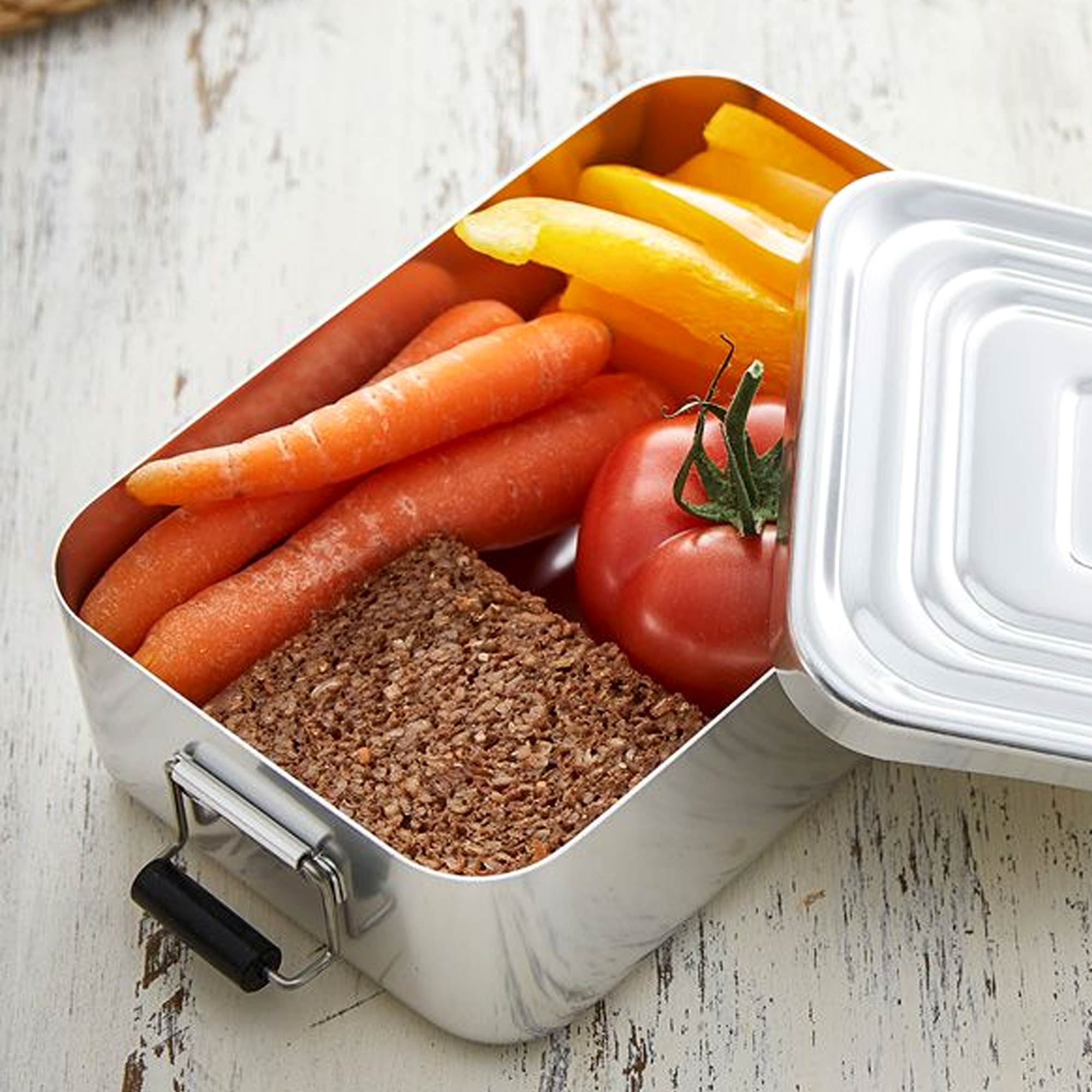 Brotdose Eckig Silber - Name - Personalisiert