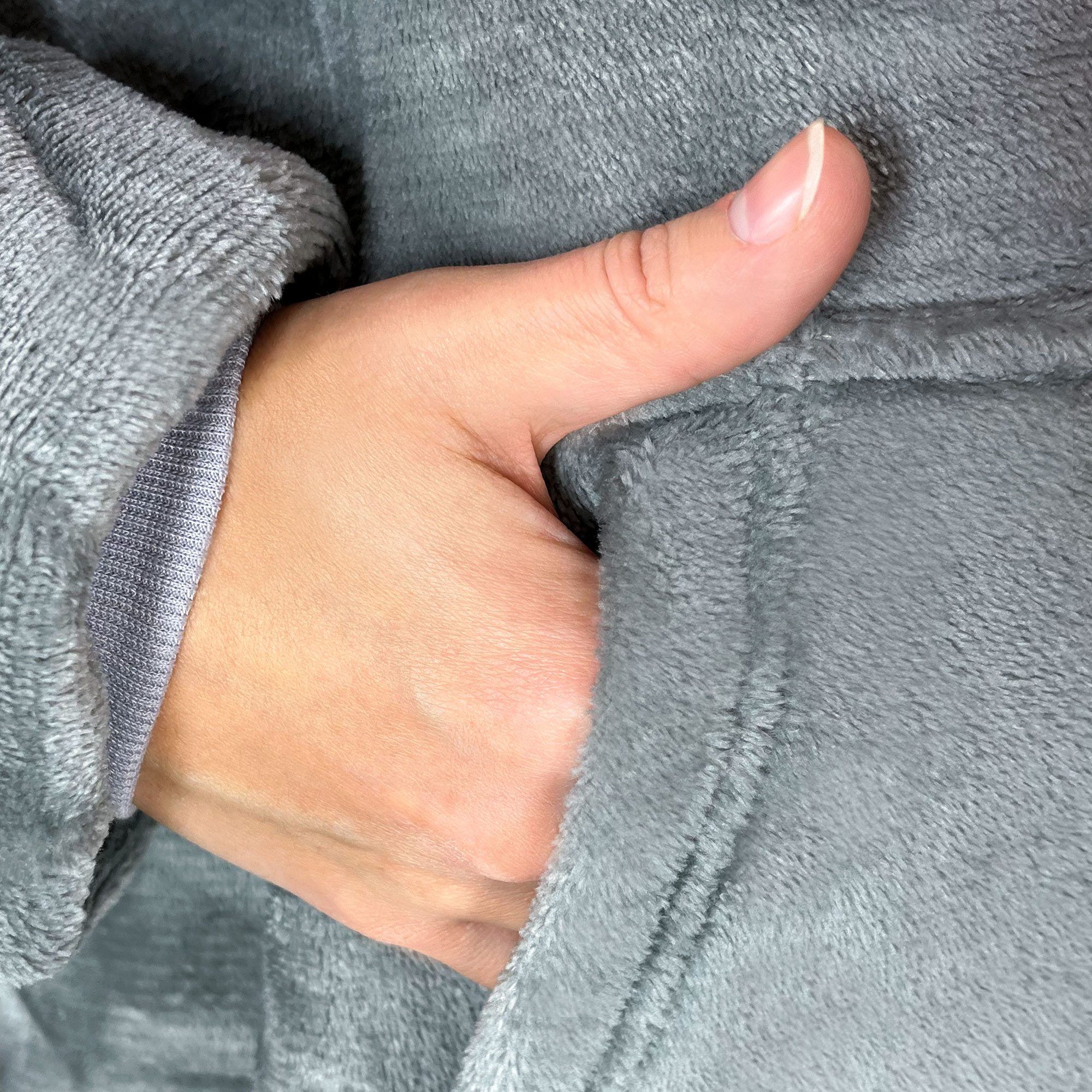 Riesen Kuschel Hoodie mit Tasche - Grau