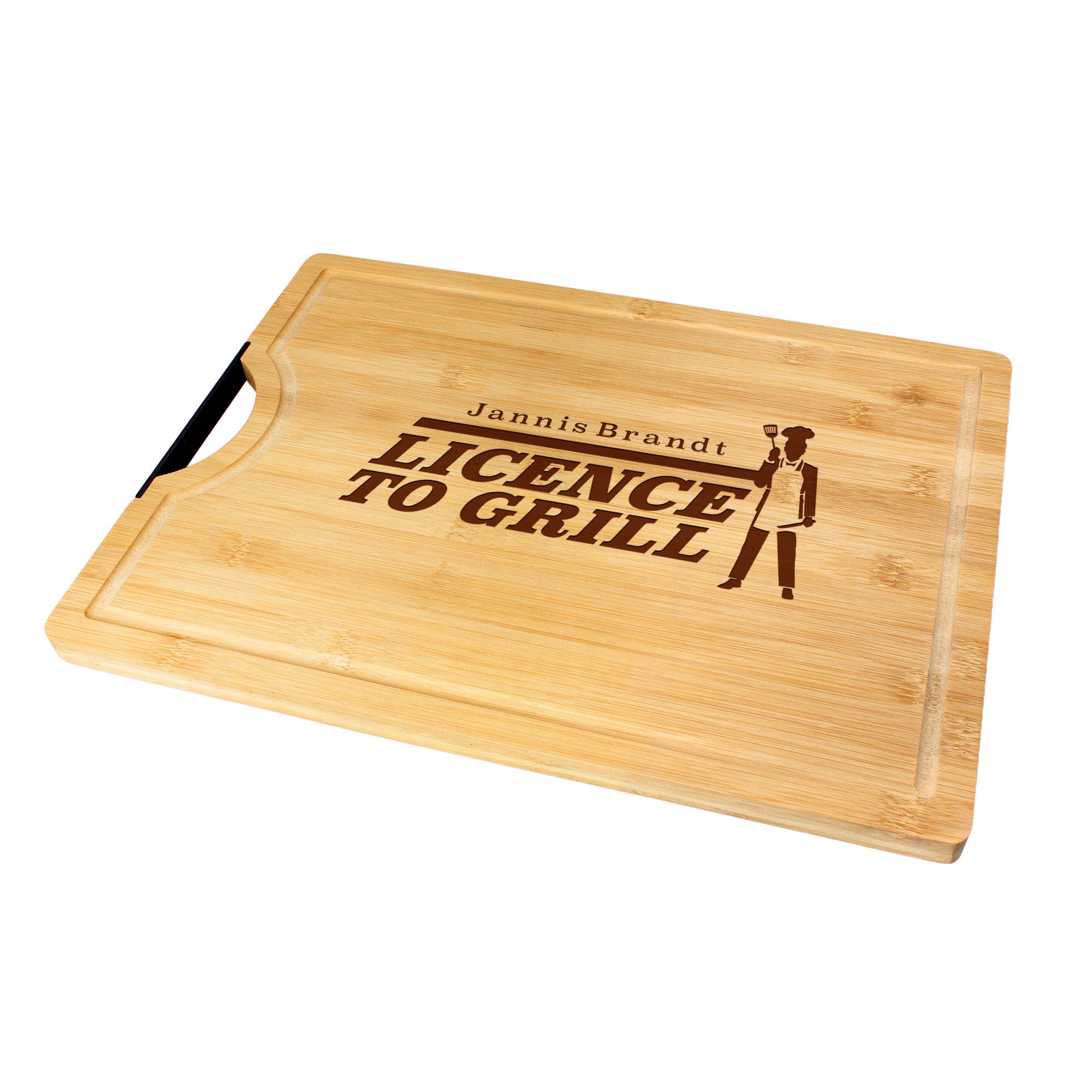 Bambusholz Schneidebrett mit Metallgriff - Licence to Grill