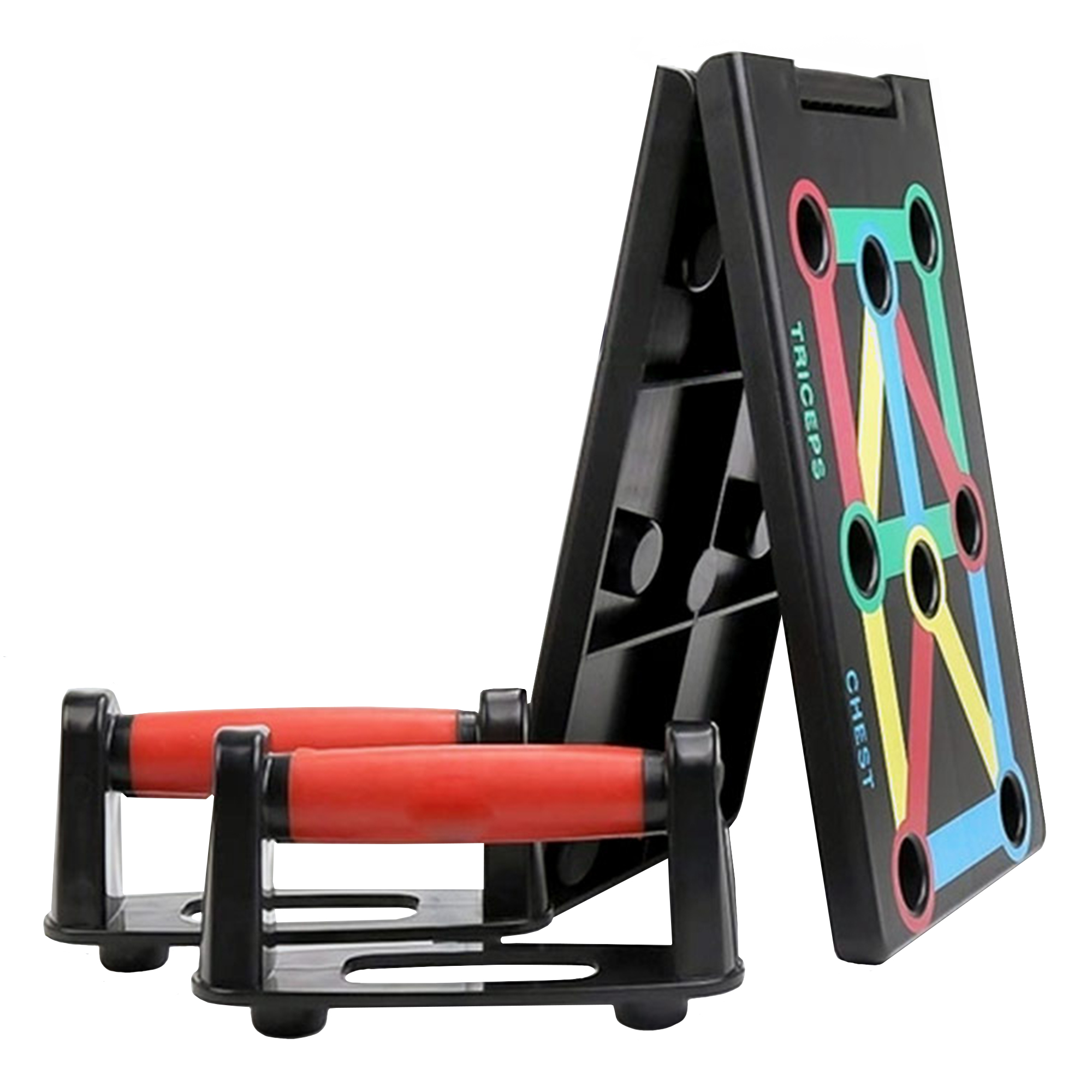 Kompaktes Fitness Set für mit Liegestützgriffen, faltbares Push Up Board und Liegestützbrett, Muskulatur stärken mit Liegestütze Brett Fitnessger