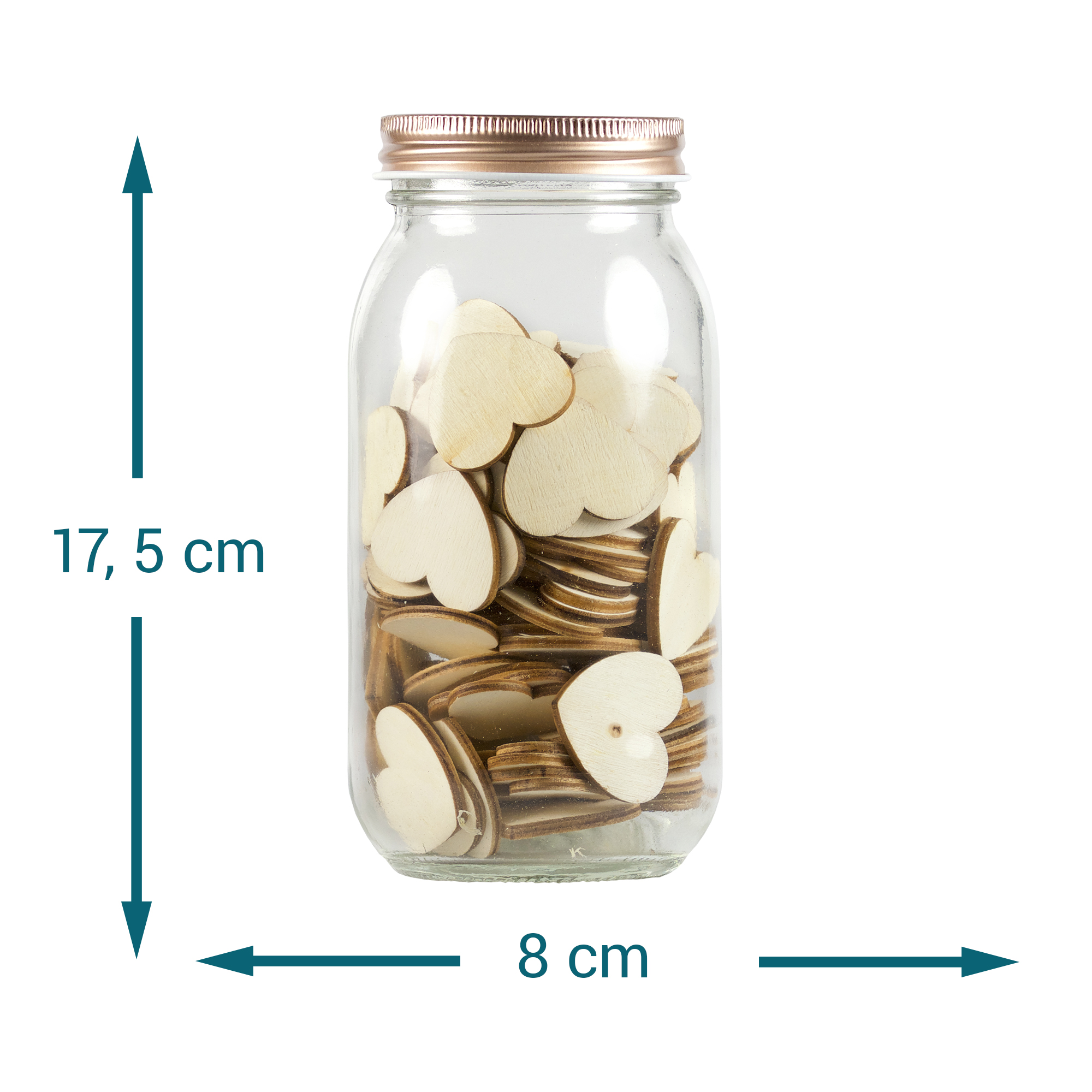 Hochzeitsgästebuch - Glas mit 100 Herzen zum Beschriften 3