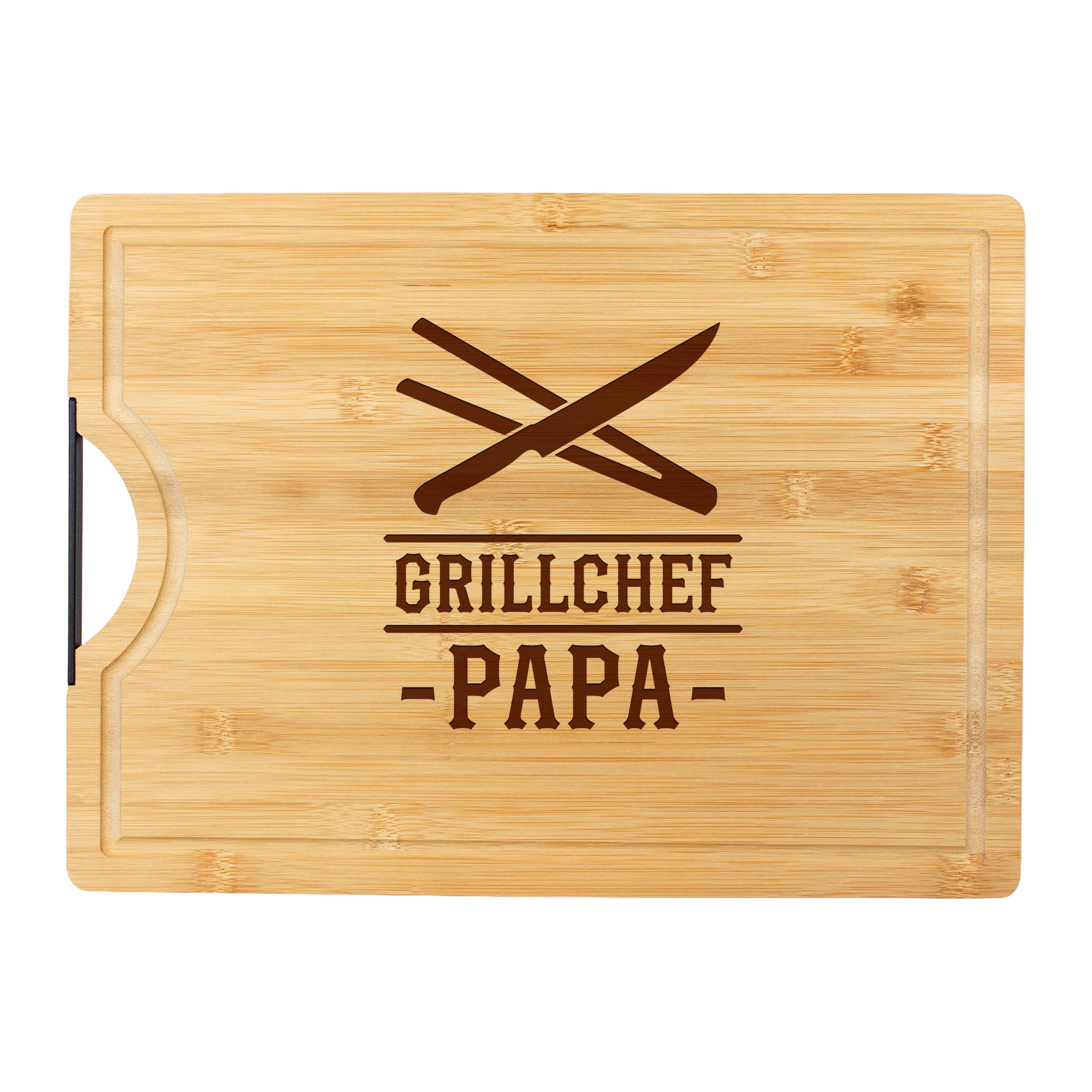 Bambusholz Schneidebrett mit Gravur Grillchef - Grillbrett für Papa