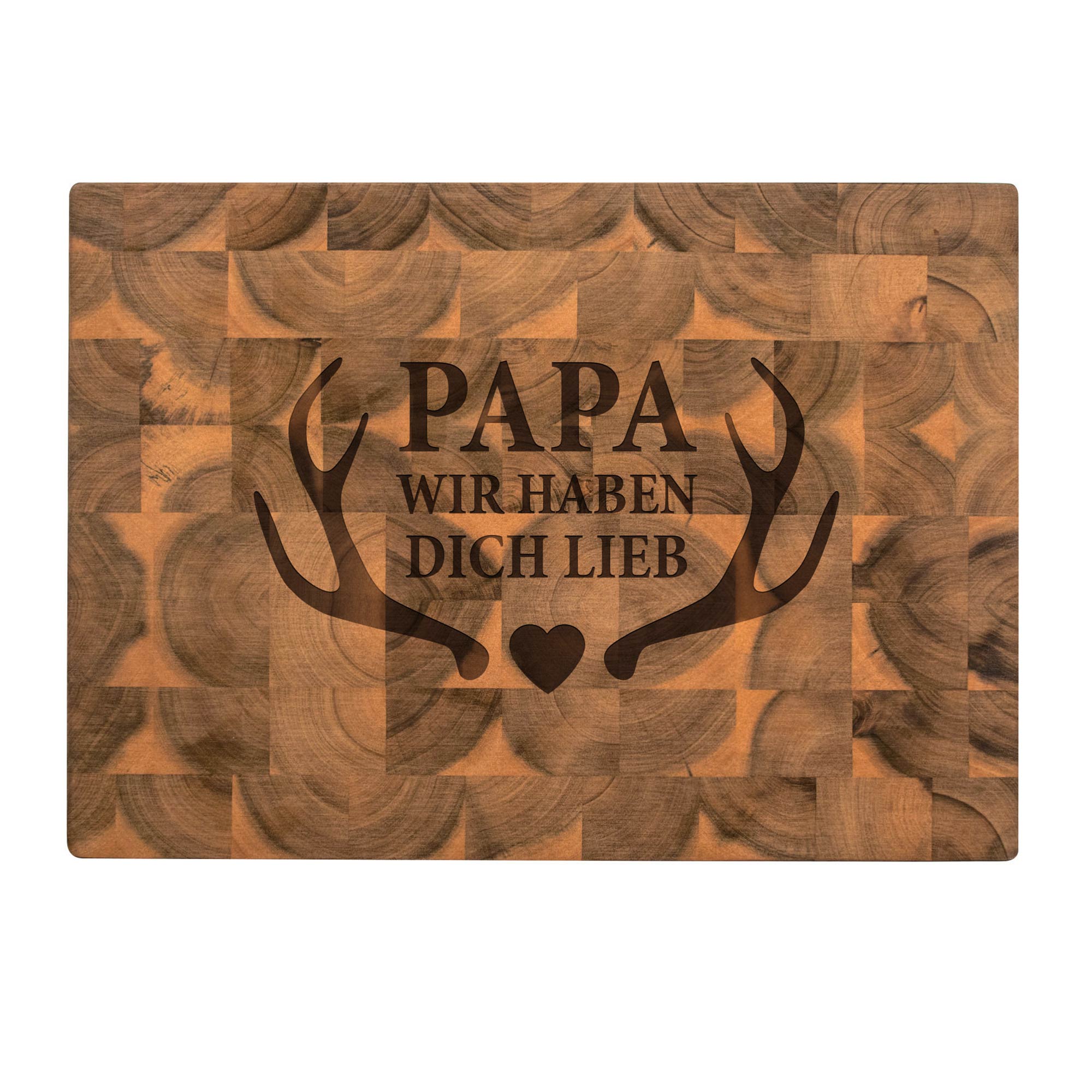 Premium Stirnholz Schneideblock Akazie für Papa - Geweih