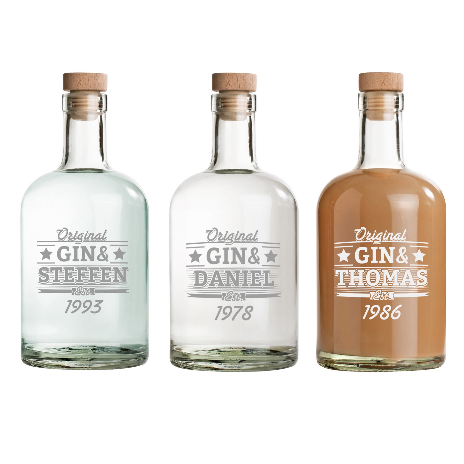 Gin Glasflasche mit Gravur - Gin & Geburtstag
