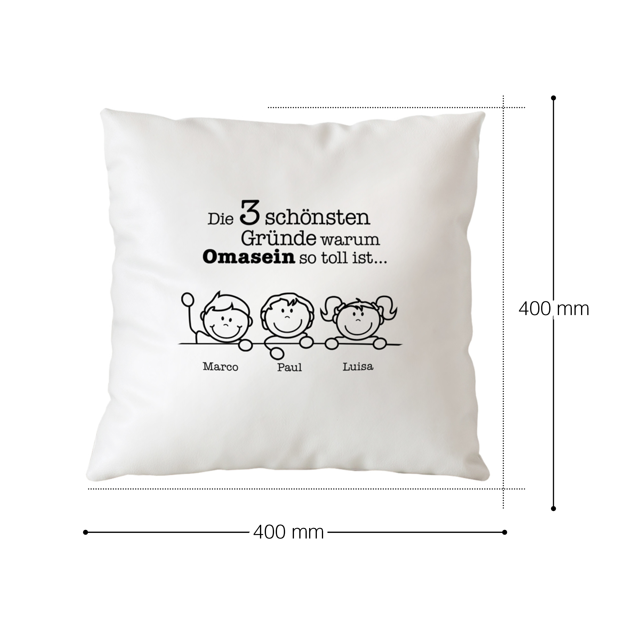 Bedrucktes Kissen - Gute Gründe fürs Omasein - Personalisiert