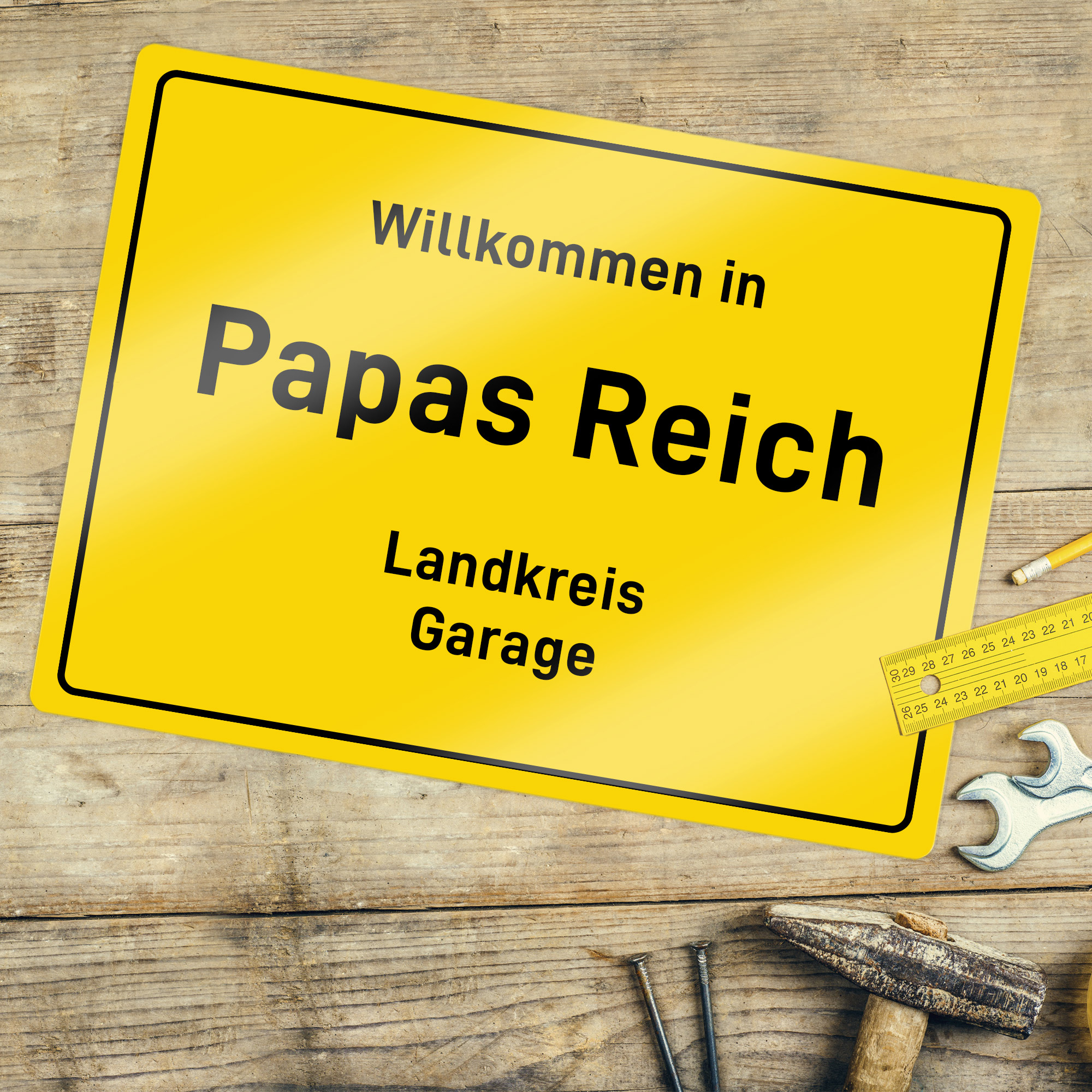 Ortsschild - Papas Reich - Personalisiert