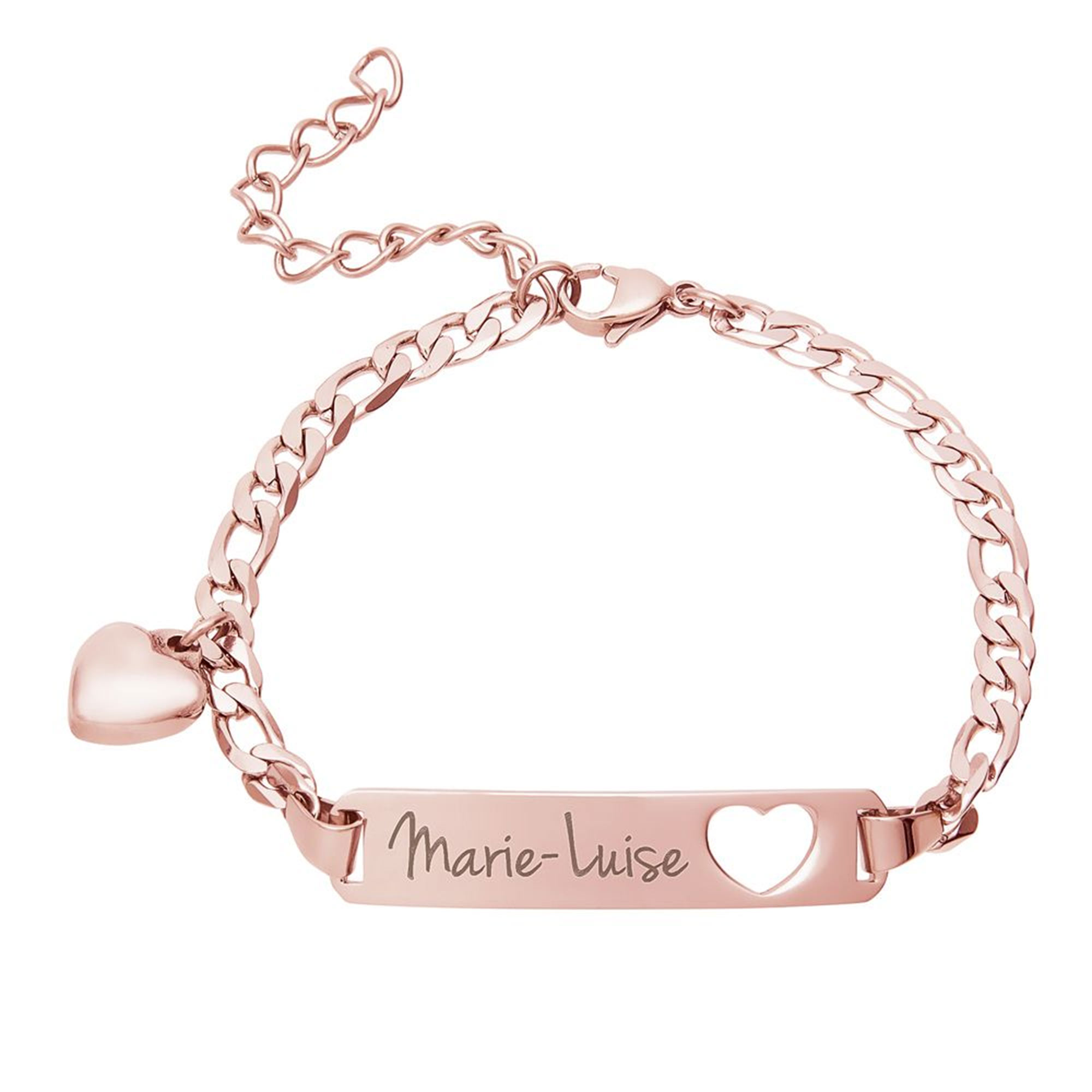Roségold Armband mit Herzstanze - Name Gravur
