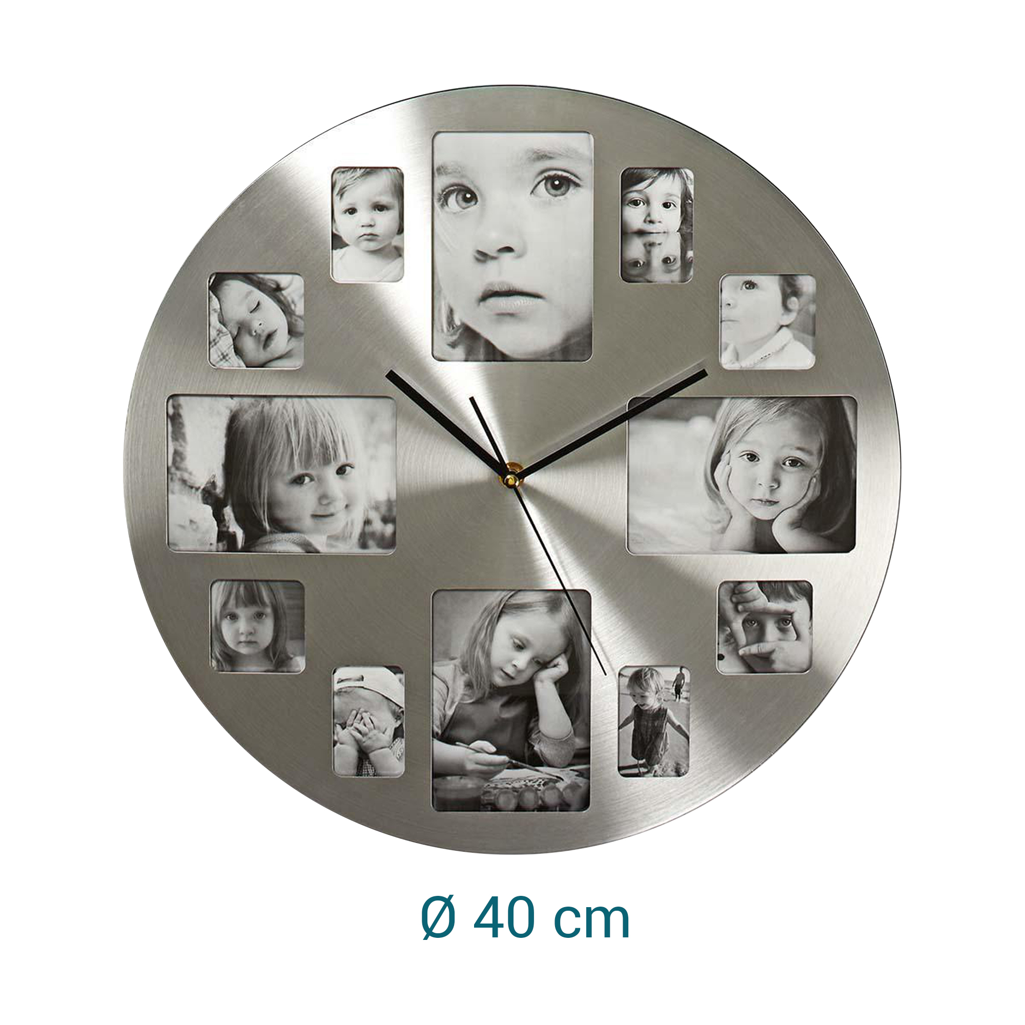 Wanduhr für Fotocollagen - Fotouhr mit 12 Bilderrahmen 6