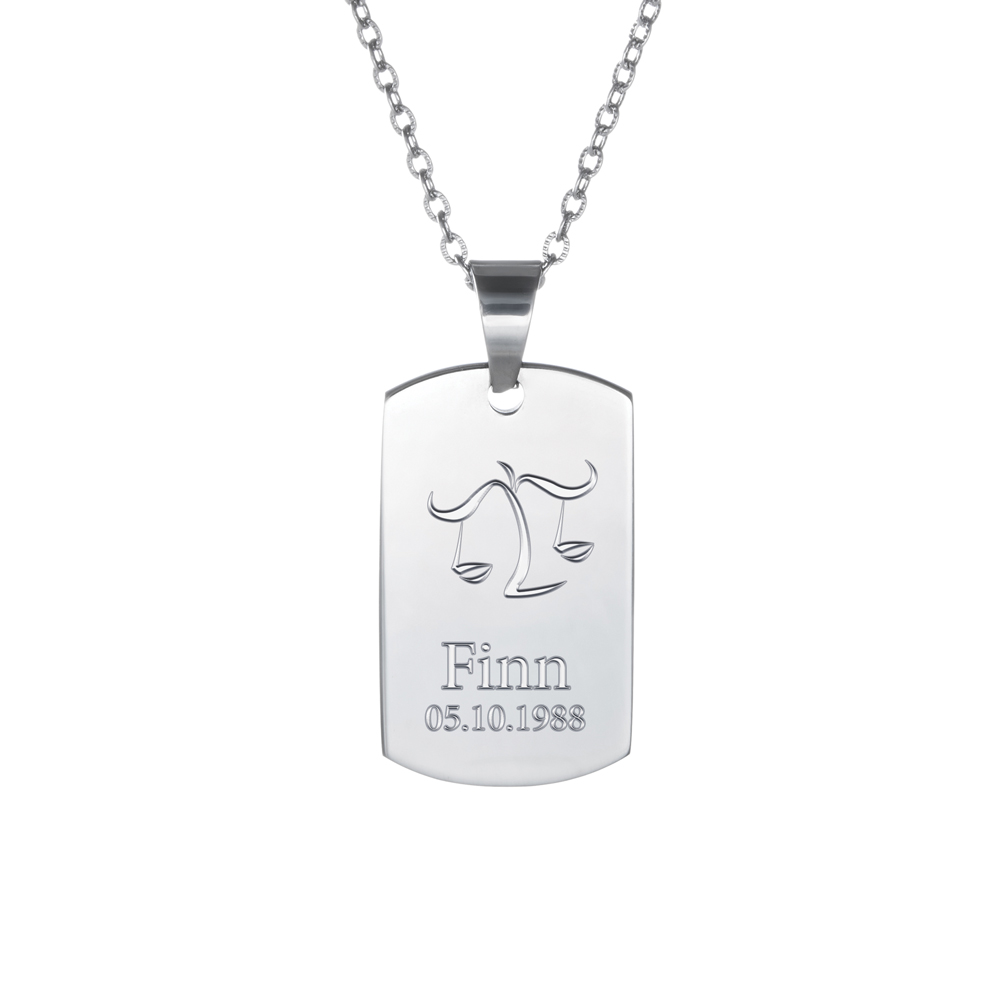 Dog Tag Kette mit Gravur - Sternzeichen - personalisiert