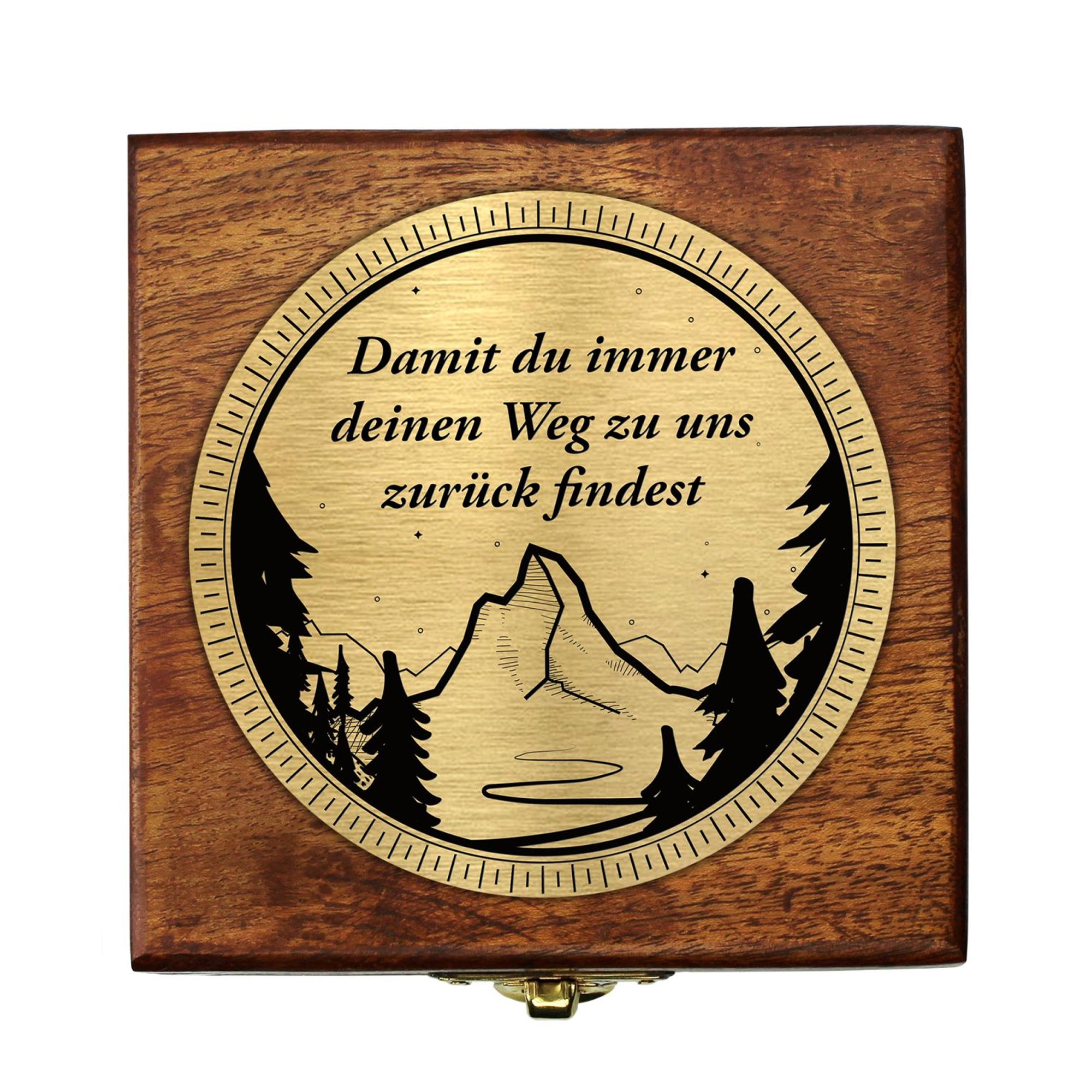 Personalisierte Sonnenuhr mit Kompass - Berge