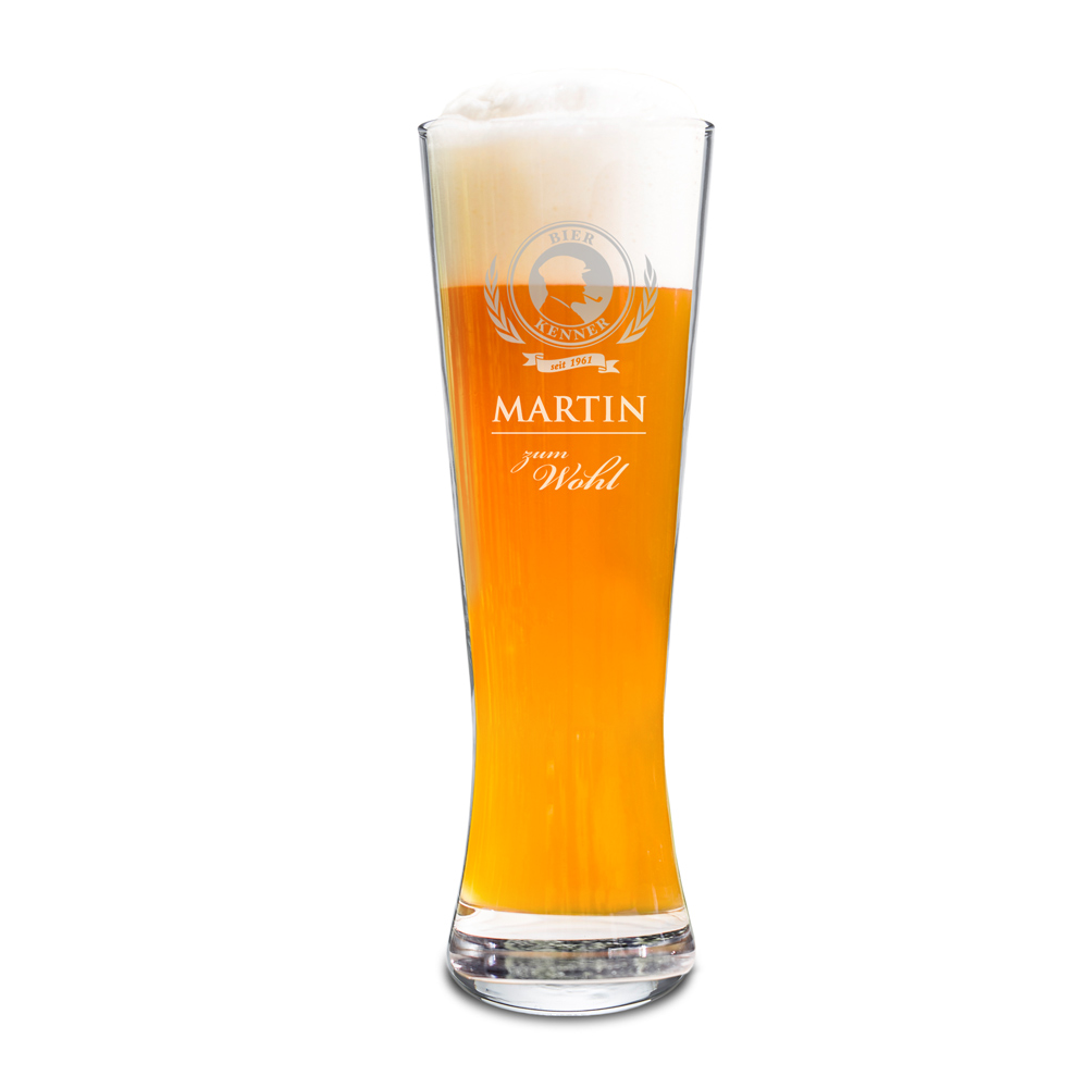 Weizenglas mit Gravur - Bierkenner - personalisiertes Weizenbierglas