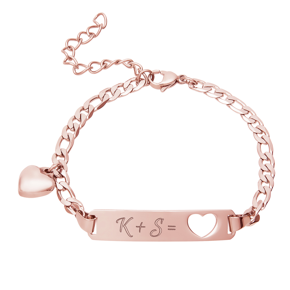 Roségold Armband mit Herzstanze - Initialen Gravur