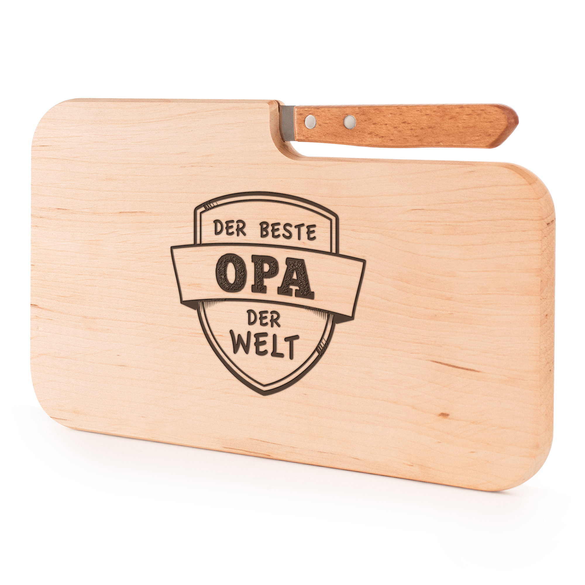 Frühstücksbrett mit Messer - 2er Set für Oma & Opa