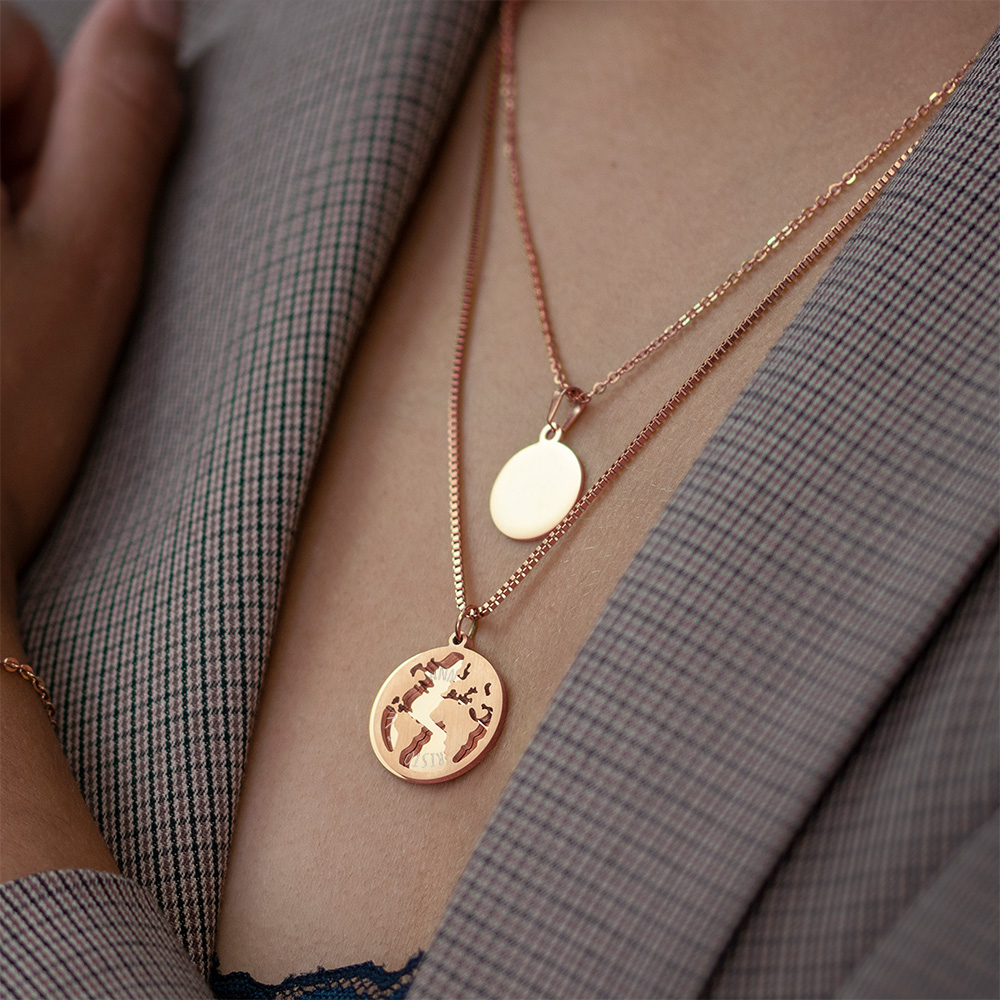Kette mit Anhänger Welt - Namen - Roségold