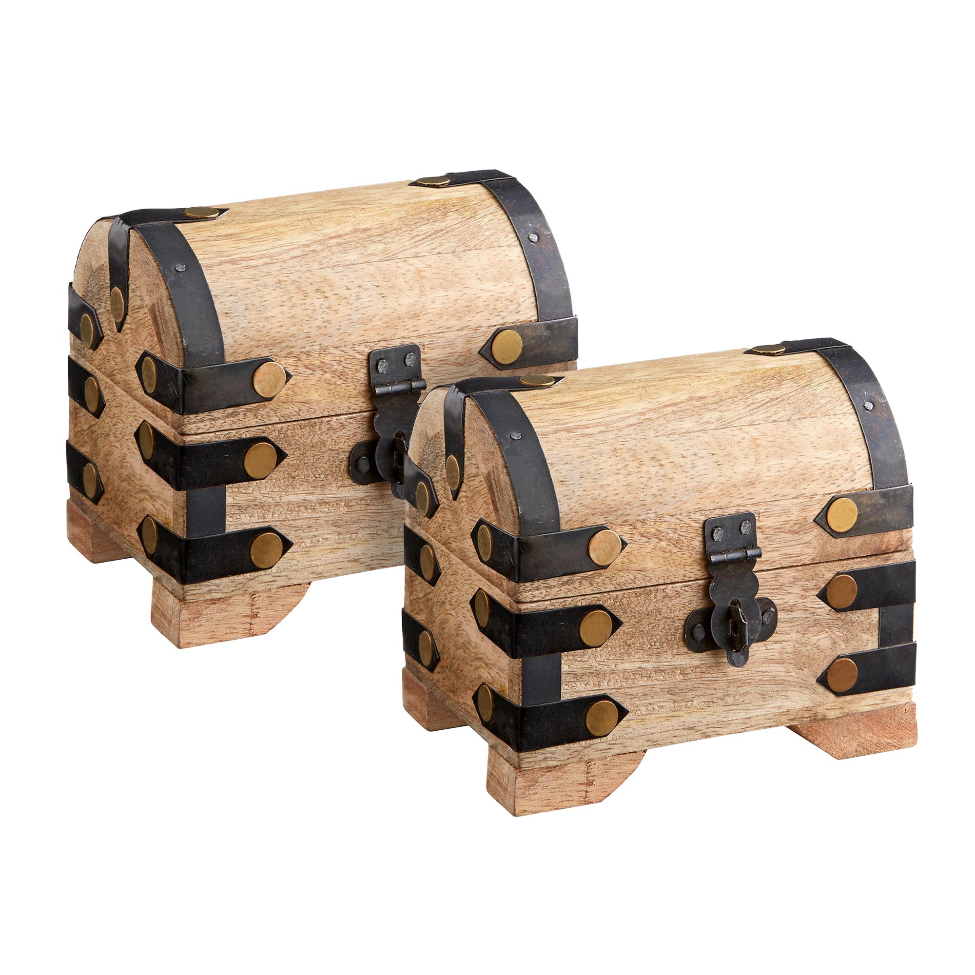 Kleine Schatztruhe aus hellem Holz - 2er Set