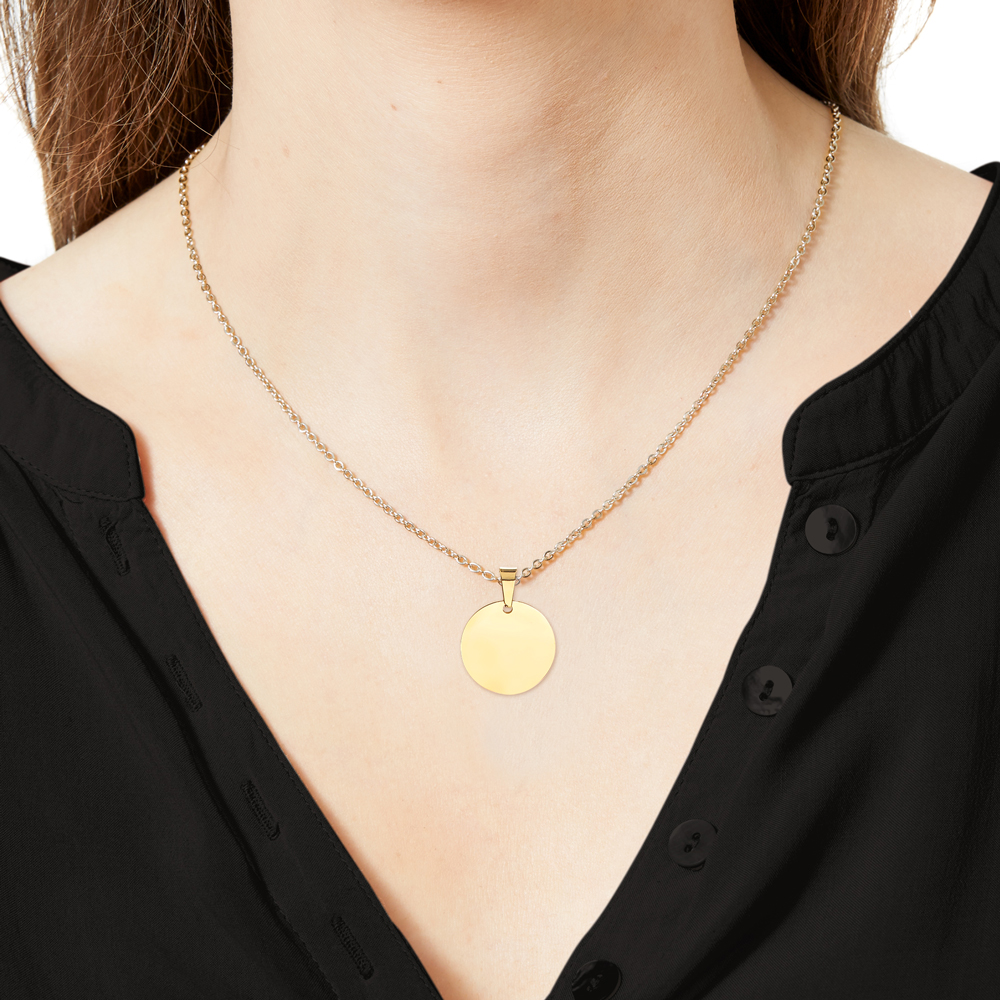 Kette mit Kreisanhänger - Edelstahl - Farbe Gold