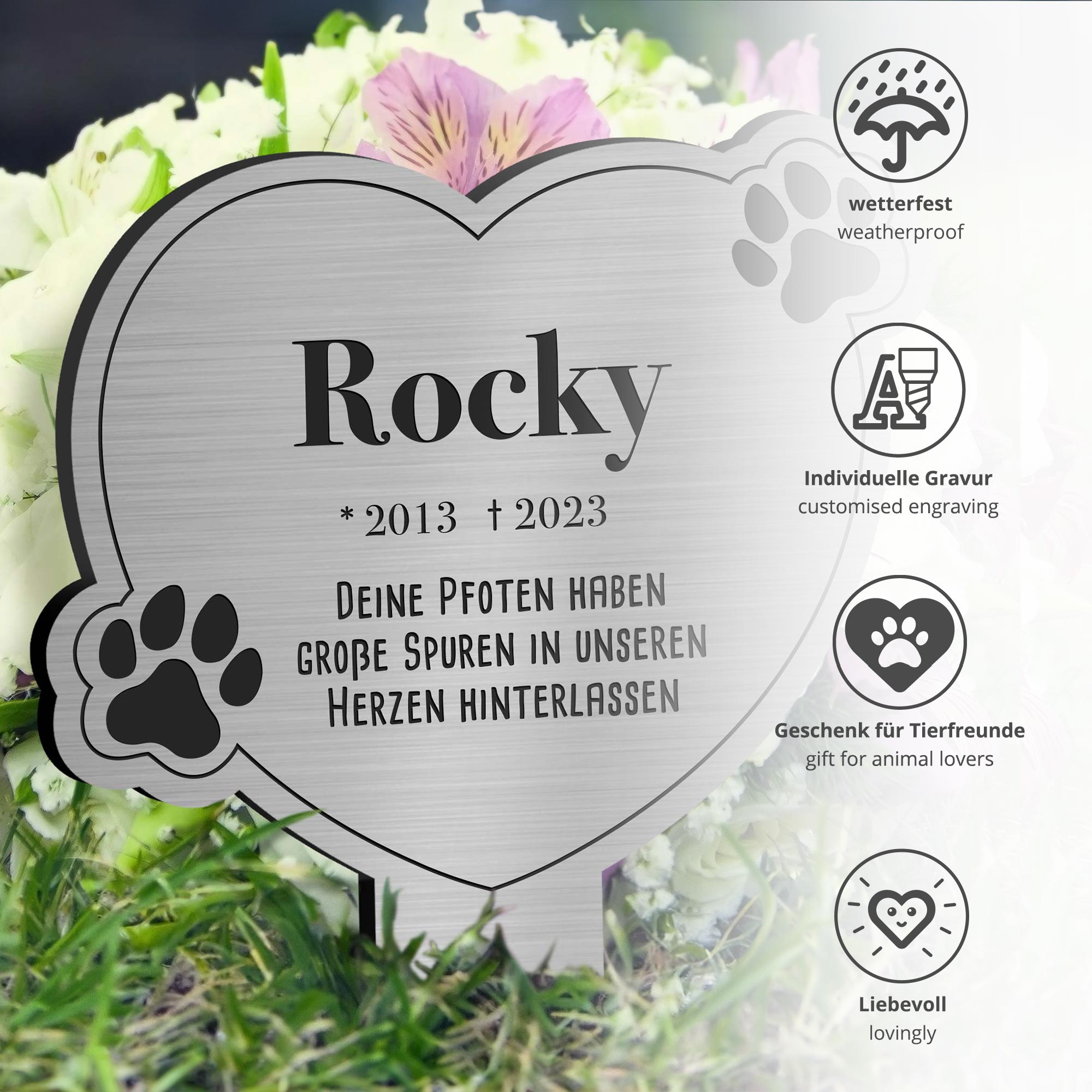 Gedenktafel für Hund - Silber