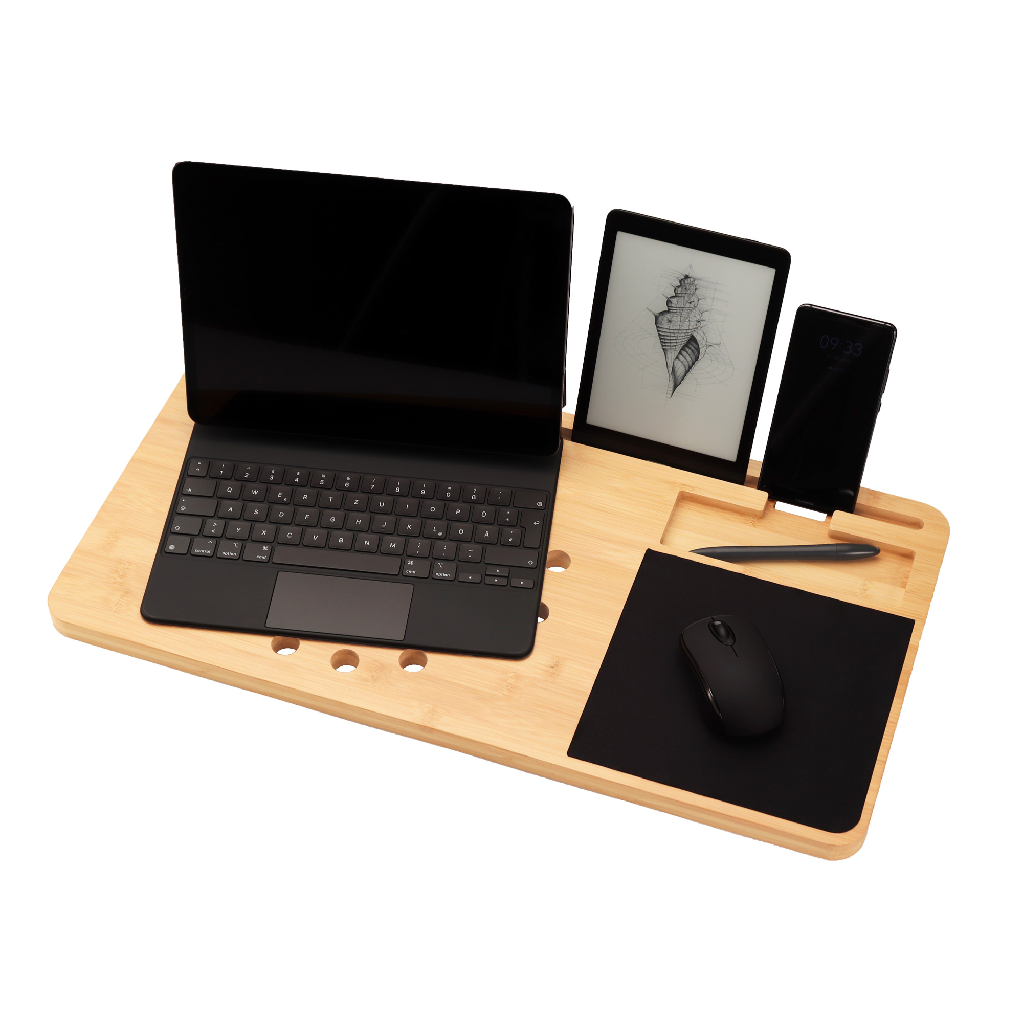 Laptoptisch mit Mauspad, Knietablett, Knietisch, Laptophalter mit Luftlöchern, Laptoptisch Bett, Betttisch Laptop, Lapdesk, Holz Unterlage