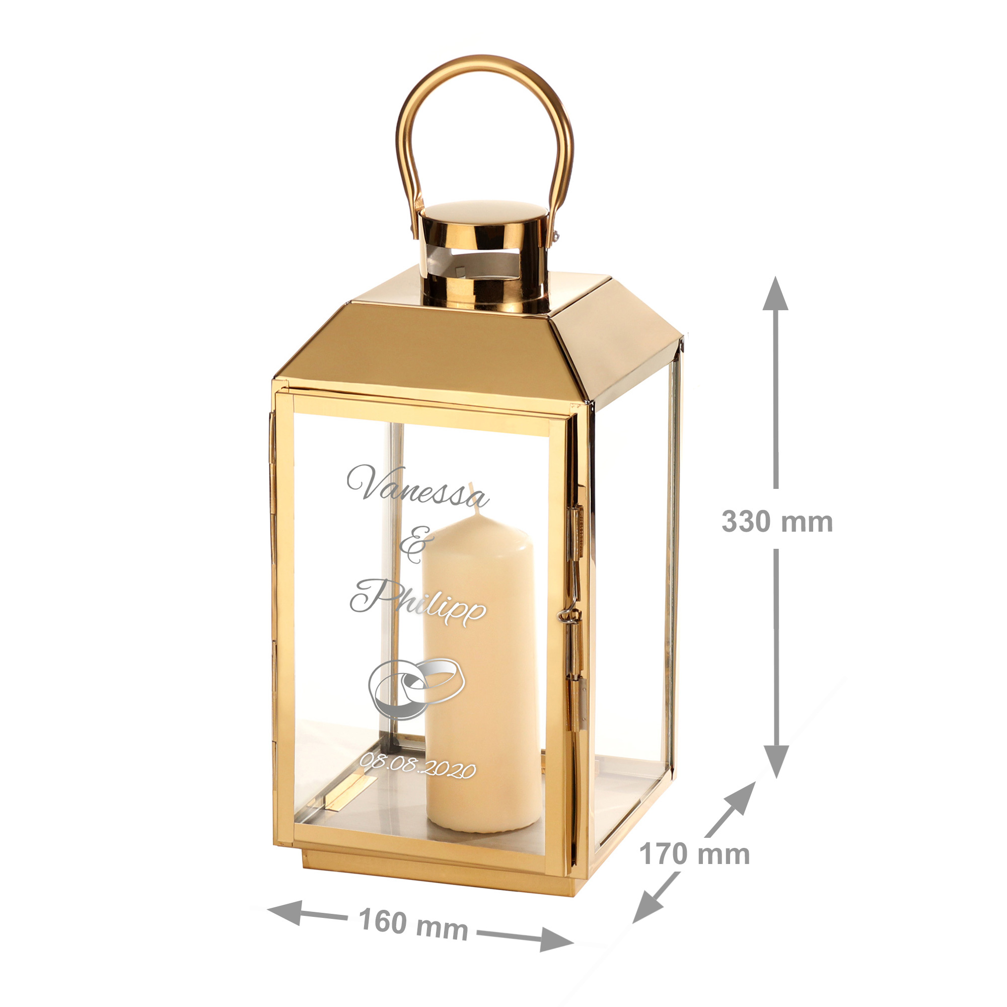 Laterne - Gold - Hochzeit - Personalisiert