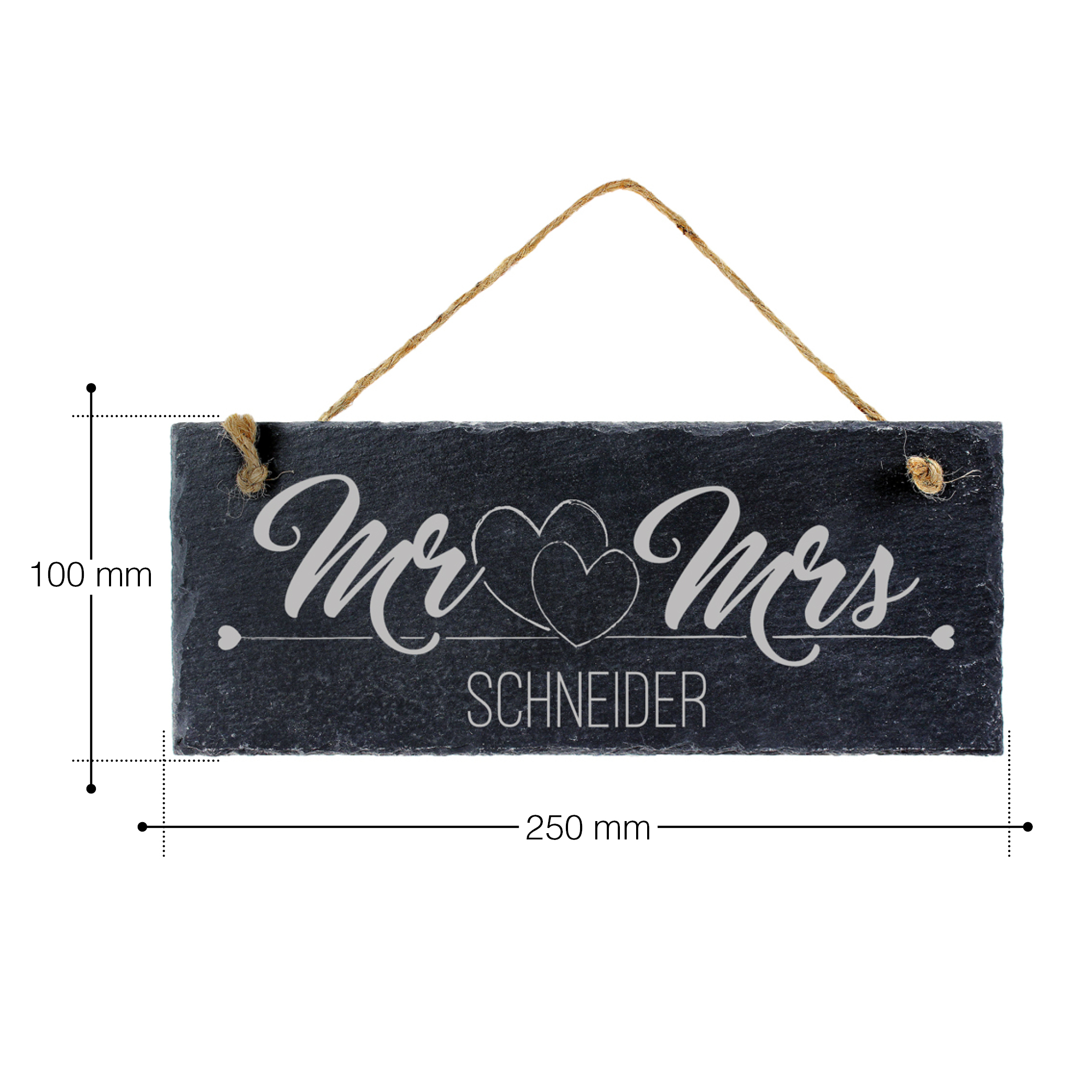 Schiefertafel mit Gravur - Mr & Mrs - Personalisiert
