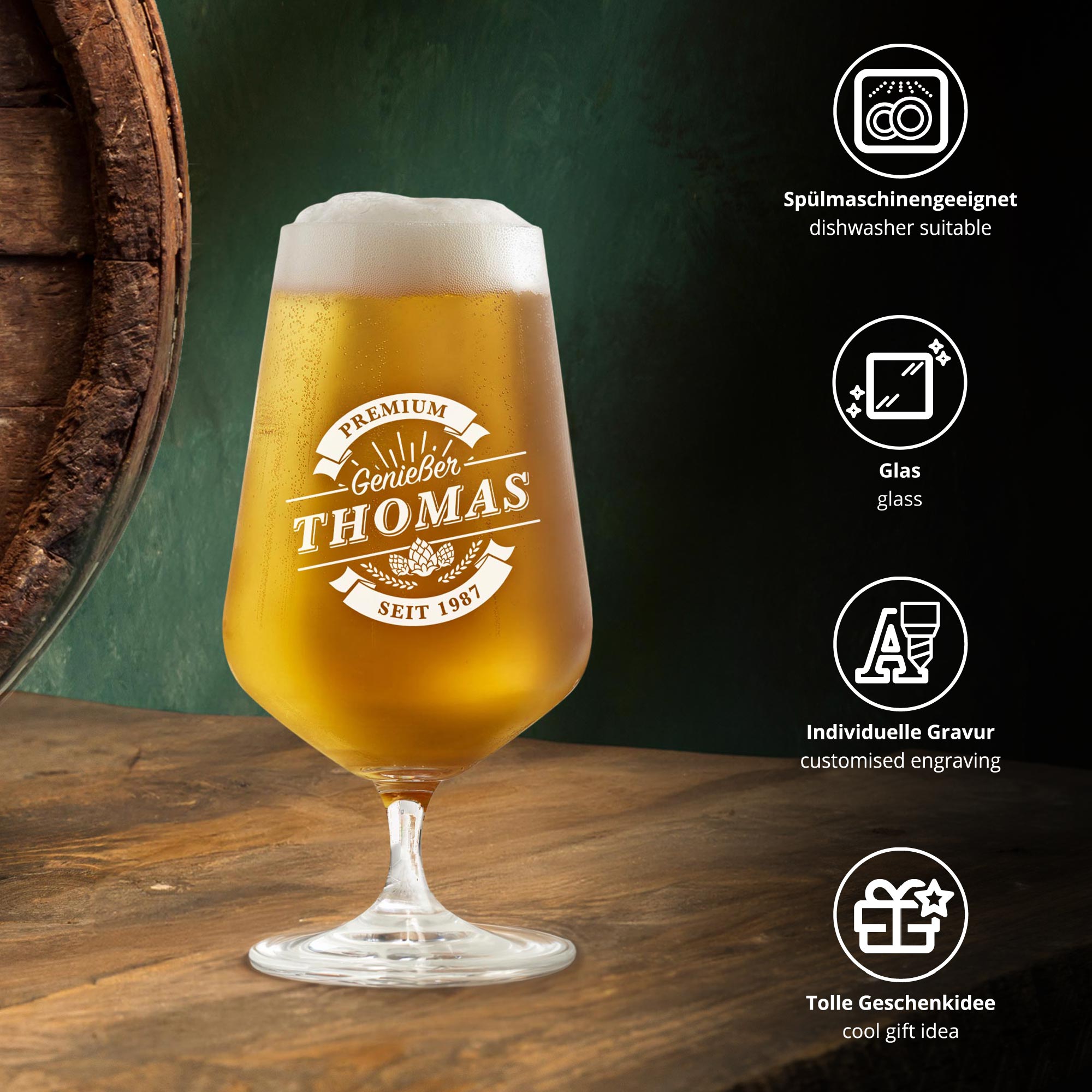 Bierglas mit Gravur - Premium Genießer