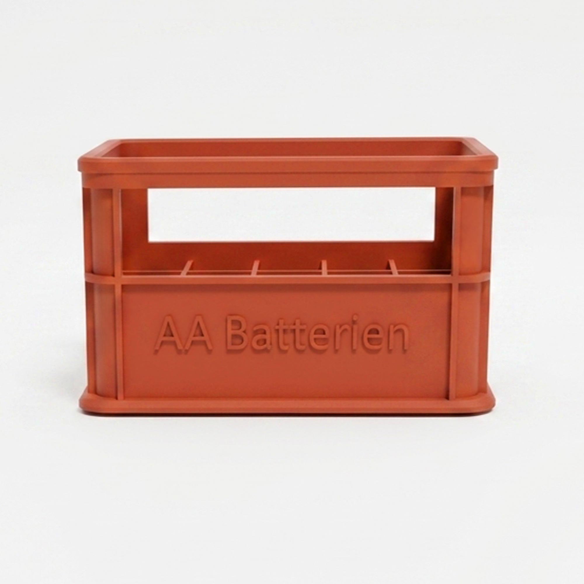 Stapelbare Aufbewahrungsbox für Batterien AA - 2er Set Bierkiste Rot