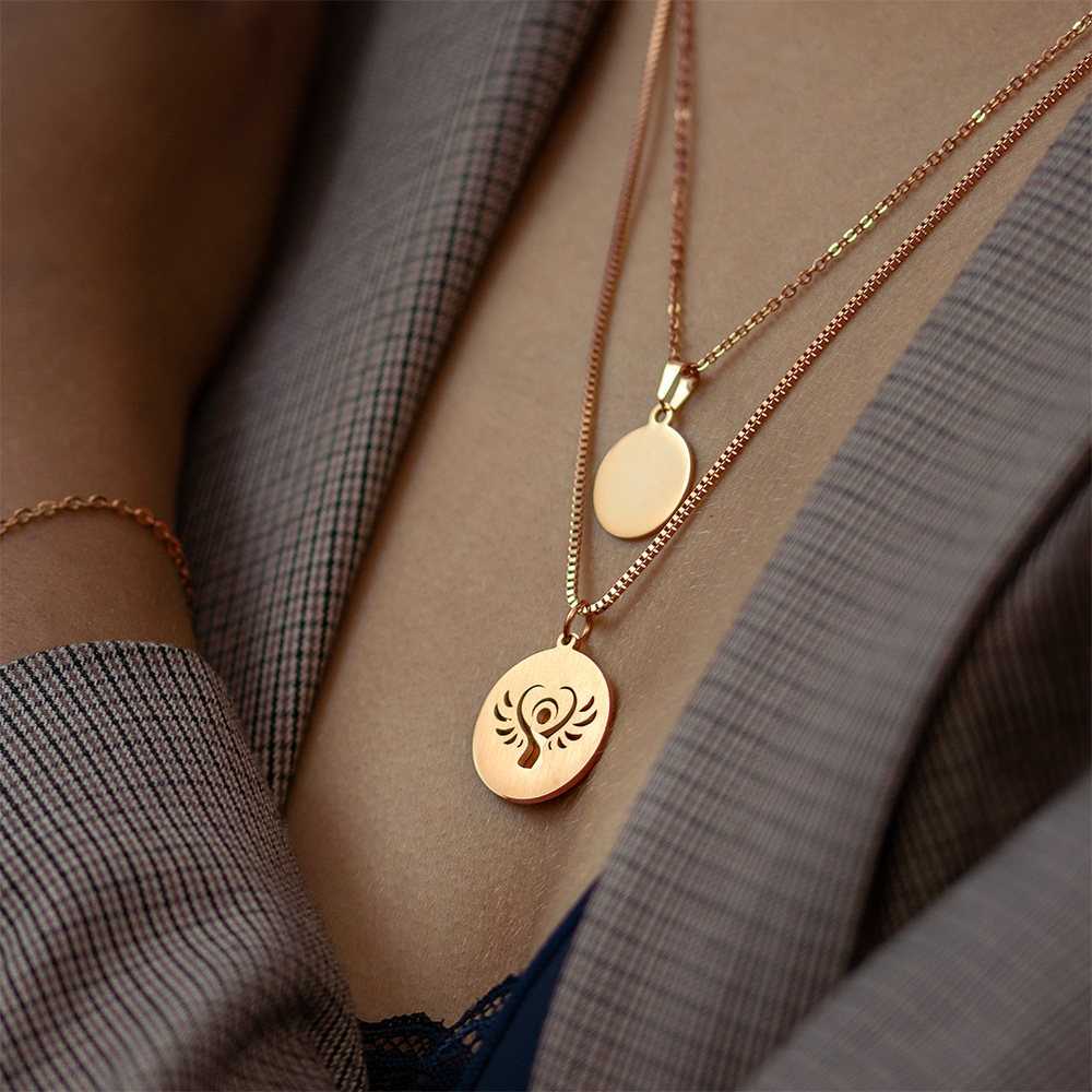 Kette mit Schutzengel Anhänger- Family - Roségold