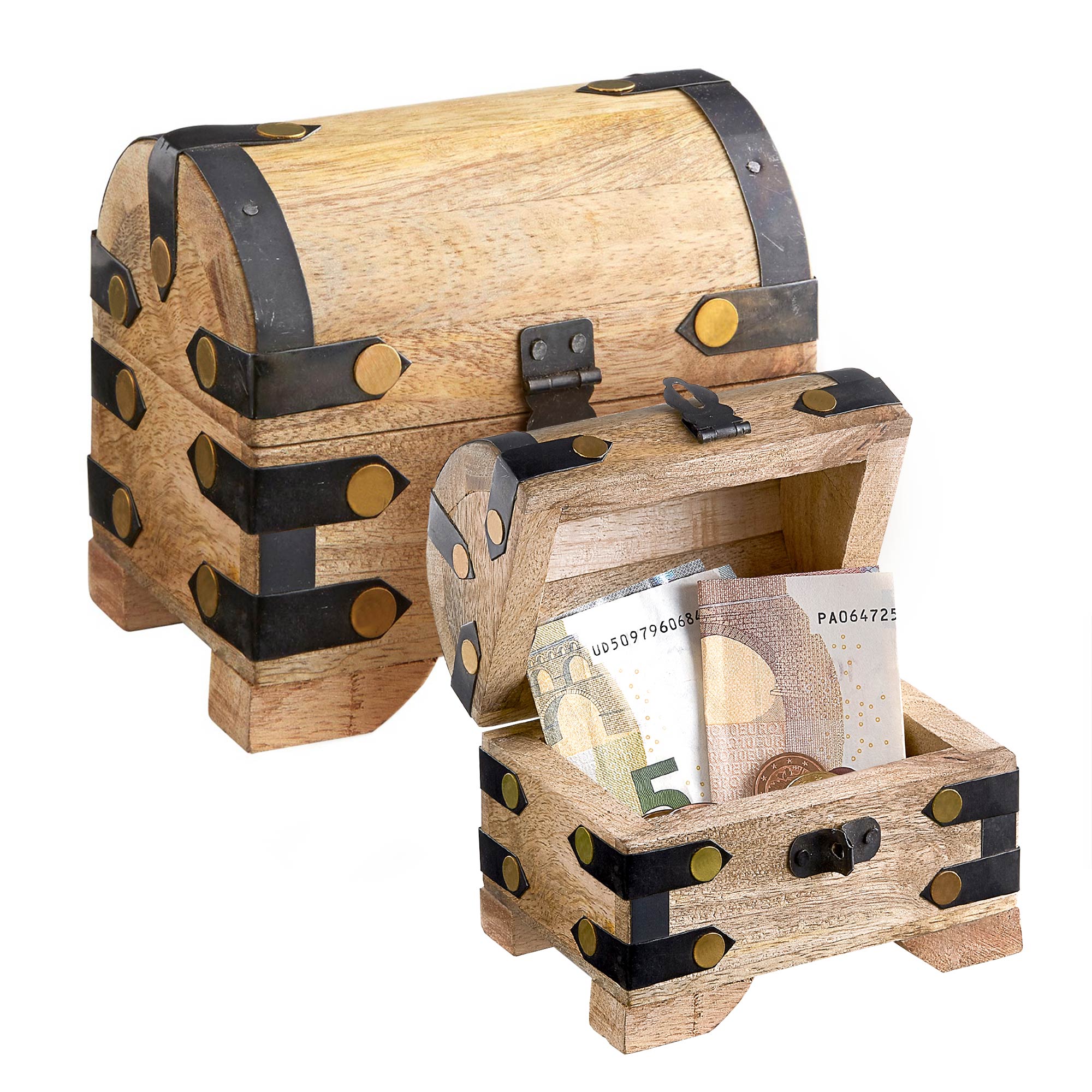 Kleine Schatztruhe aus Holz - Hell