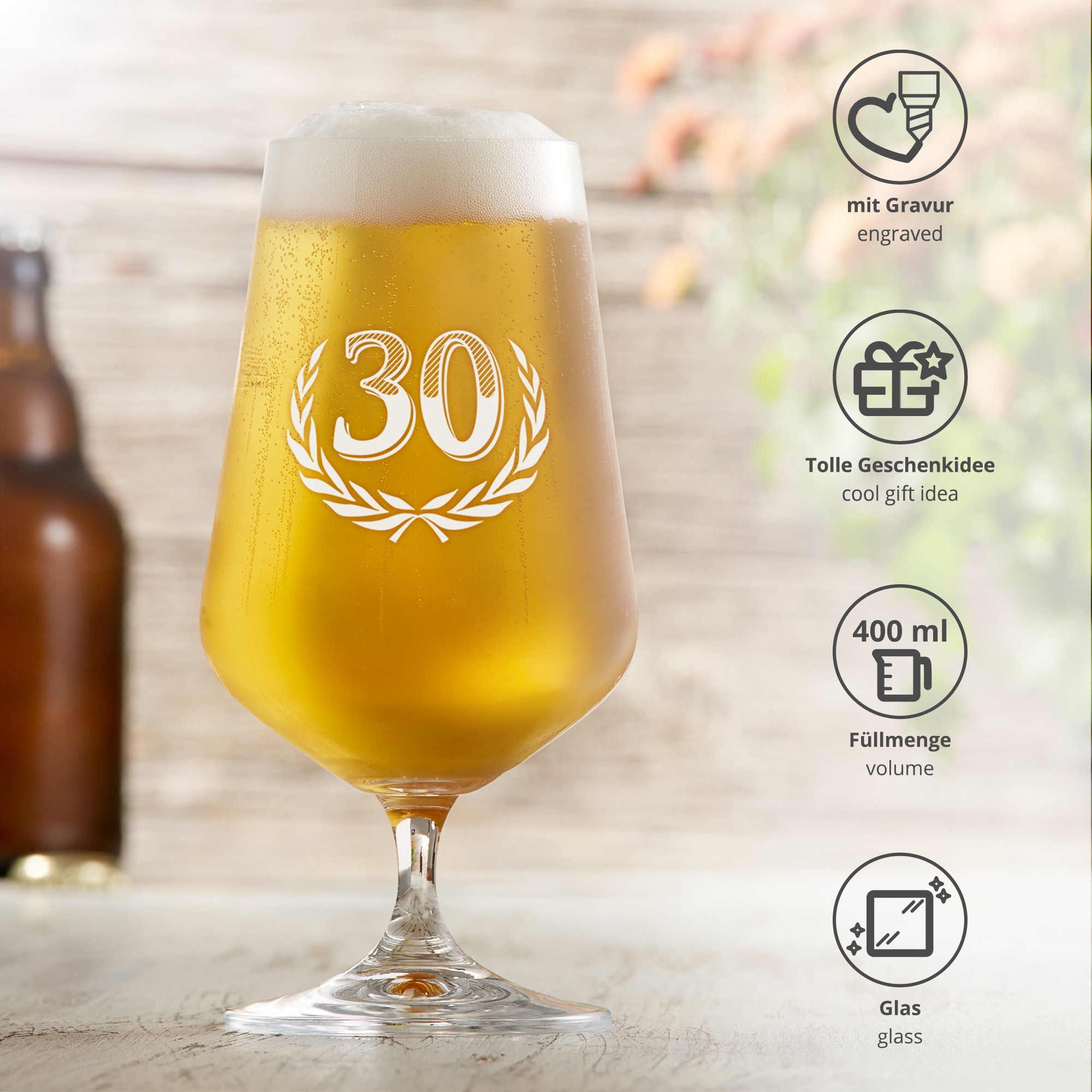 Bierglas mit Gravur zum 30. Geburtstag