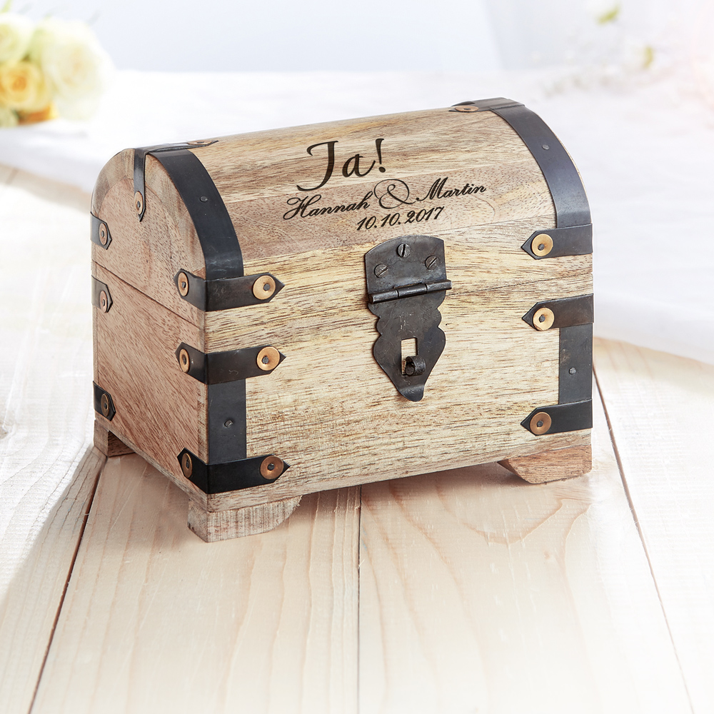 Schatztruhe mit Gravur -  zur Hochzeit - Hell