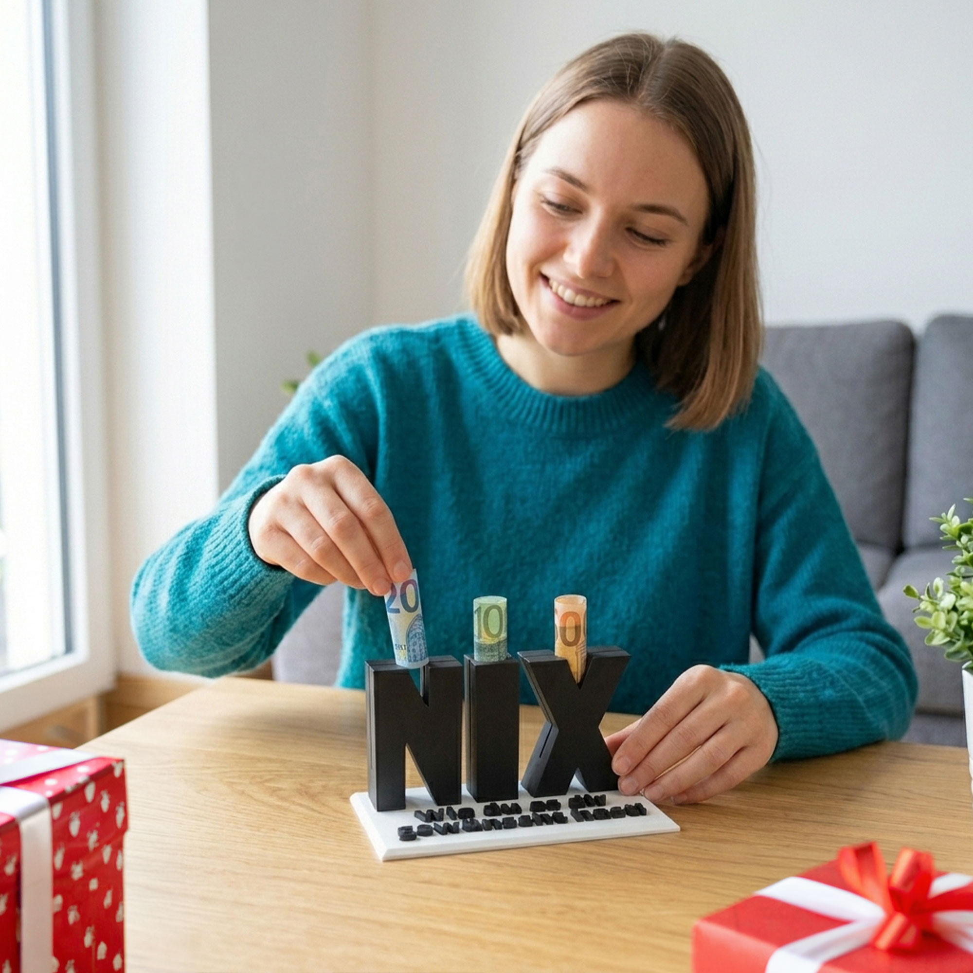 Nix Geschenk - Geschenkverpackung für Geld & Gutscheine in Schwarz