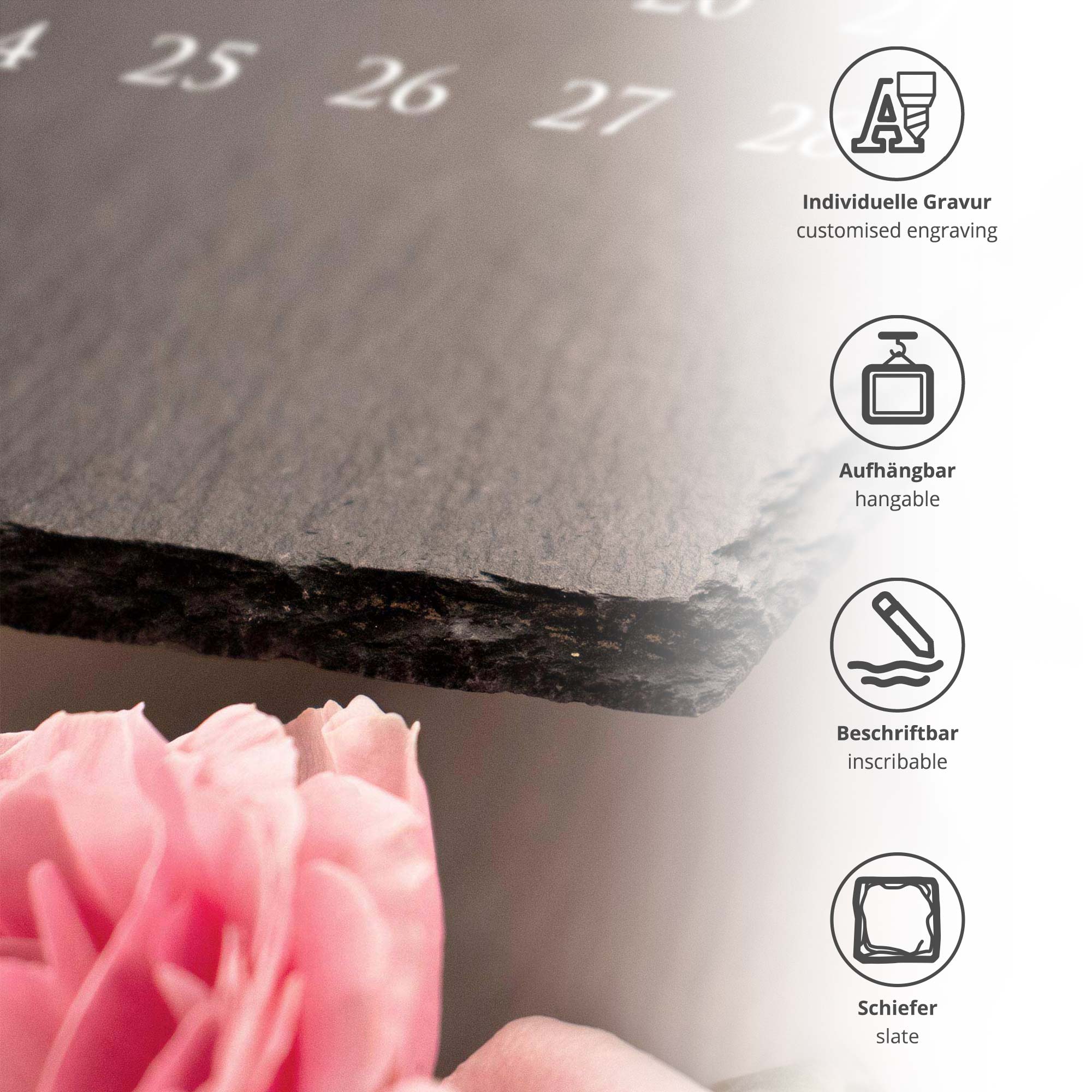 Schieferplatte XXL mit Gravur zur Hochzeit - Kalender