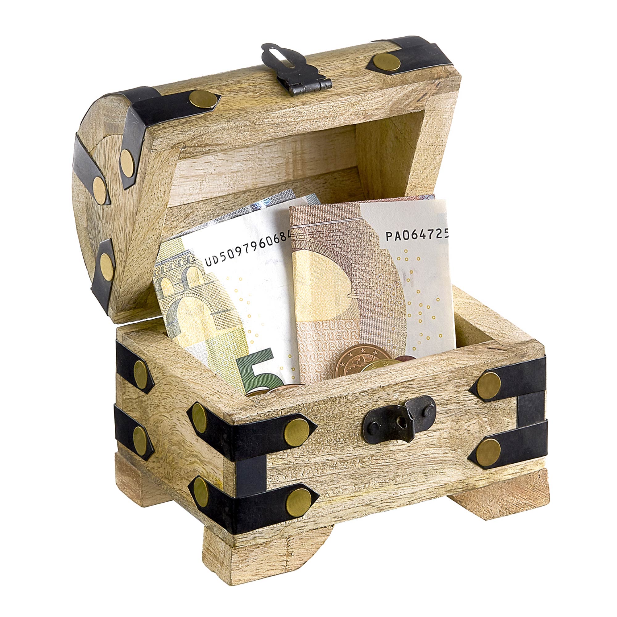 Kleine Schatztruhe aus hellem Holz - 2er Set