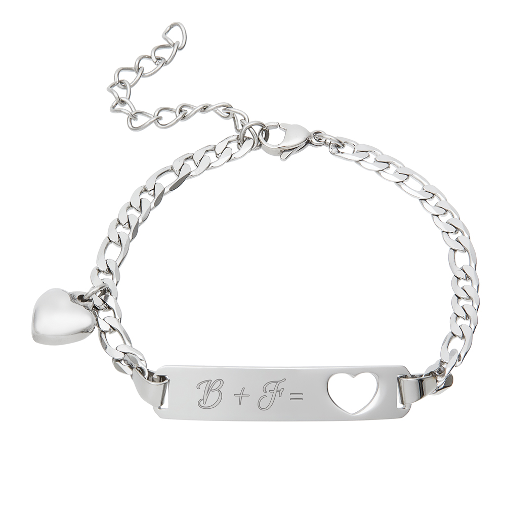 Silber Armband mit Herzstanze - Initialen Gravur