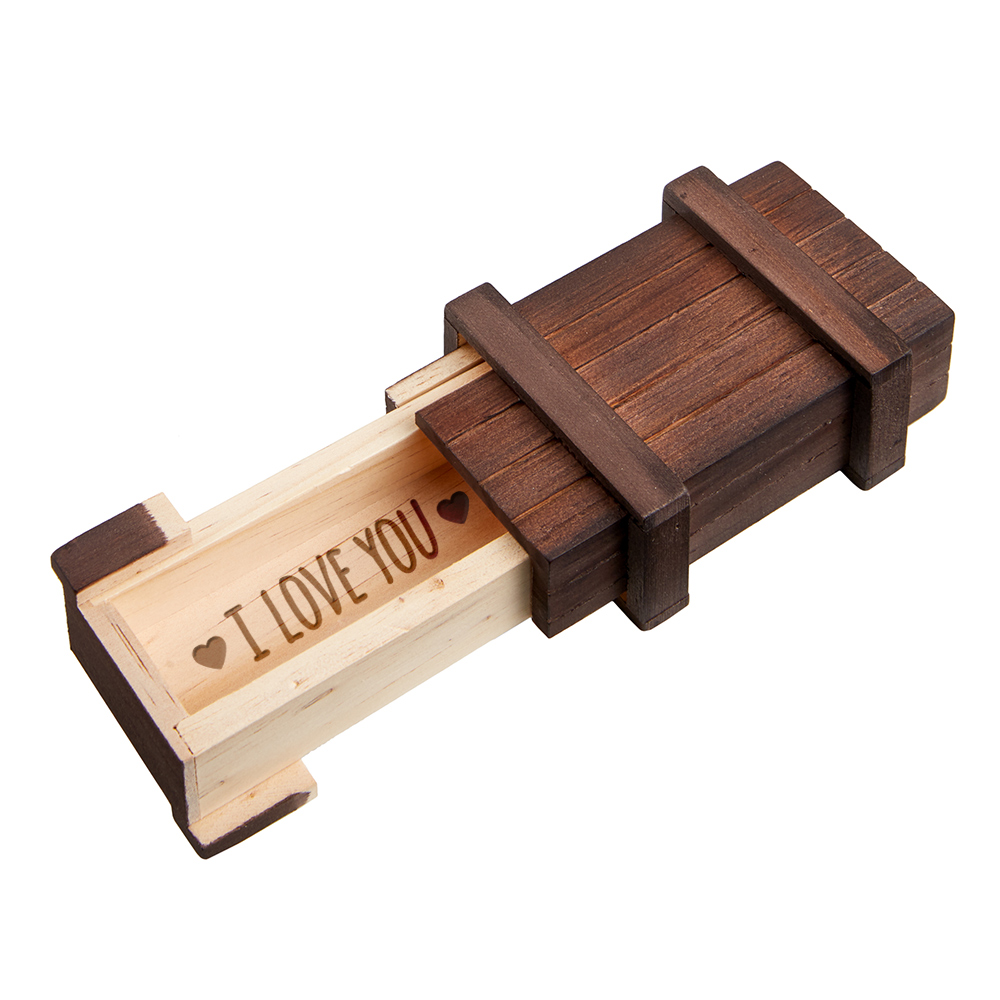Magische Geschenkbox mit Gravur - I love you - dunkles Holz