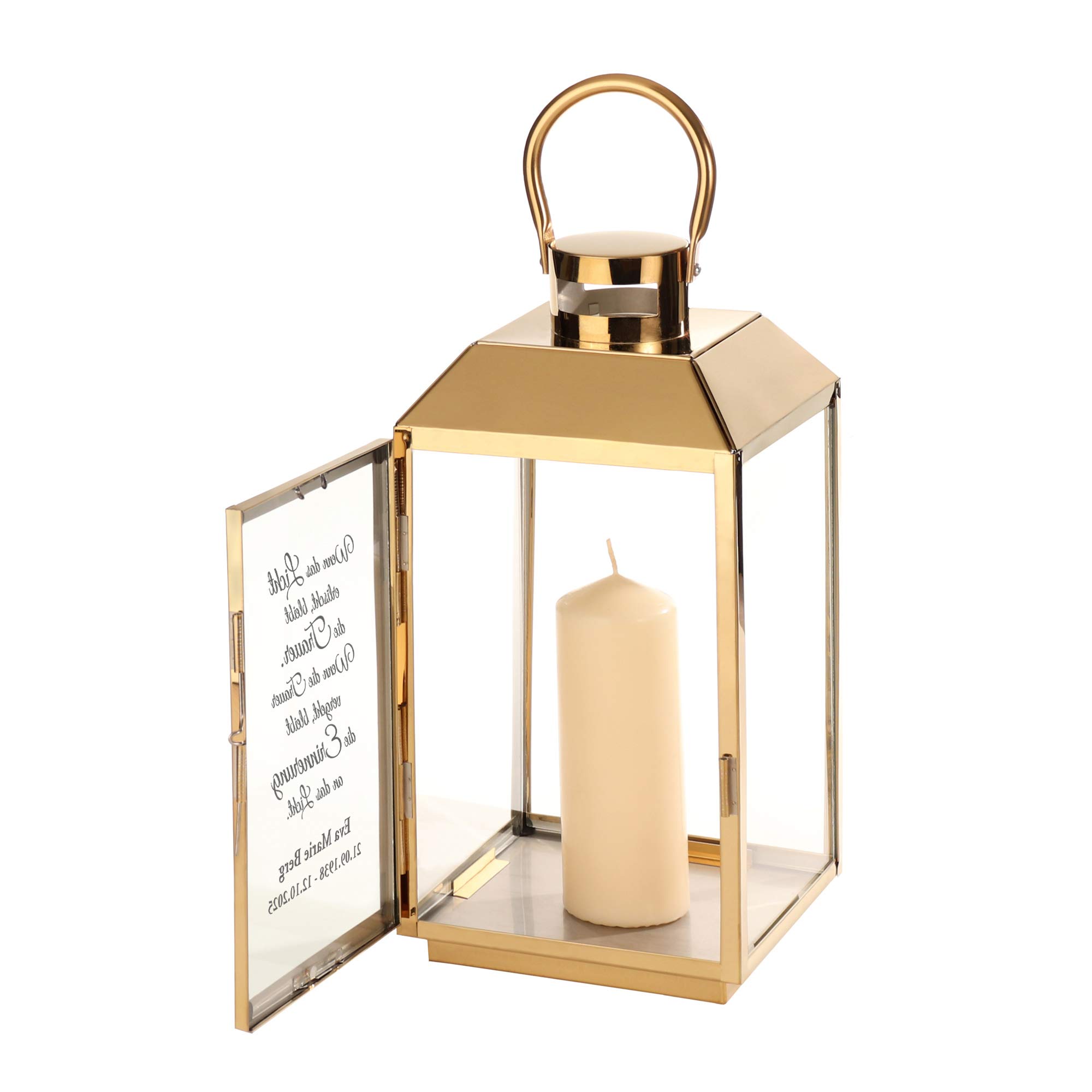 Gold Laterne mit Gravur - Trauerspruch