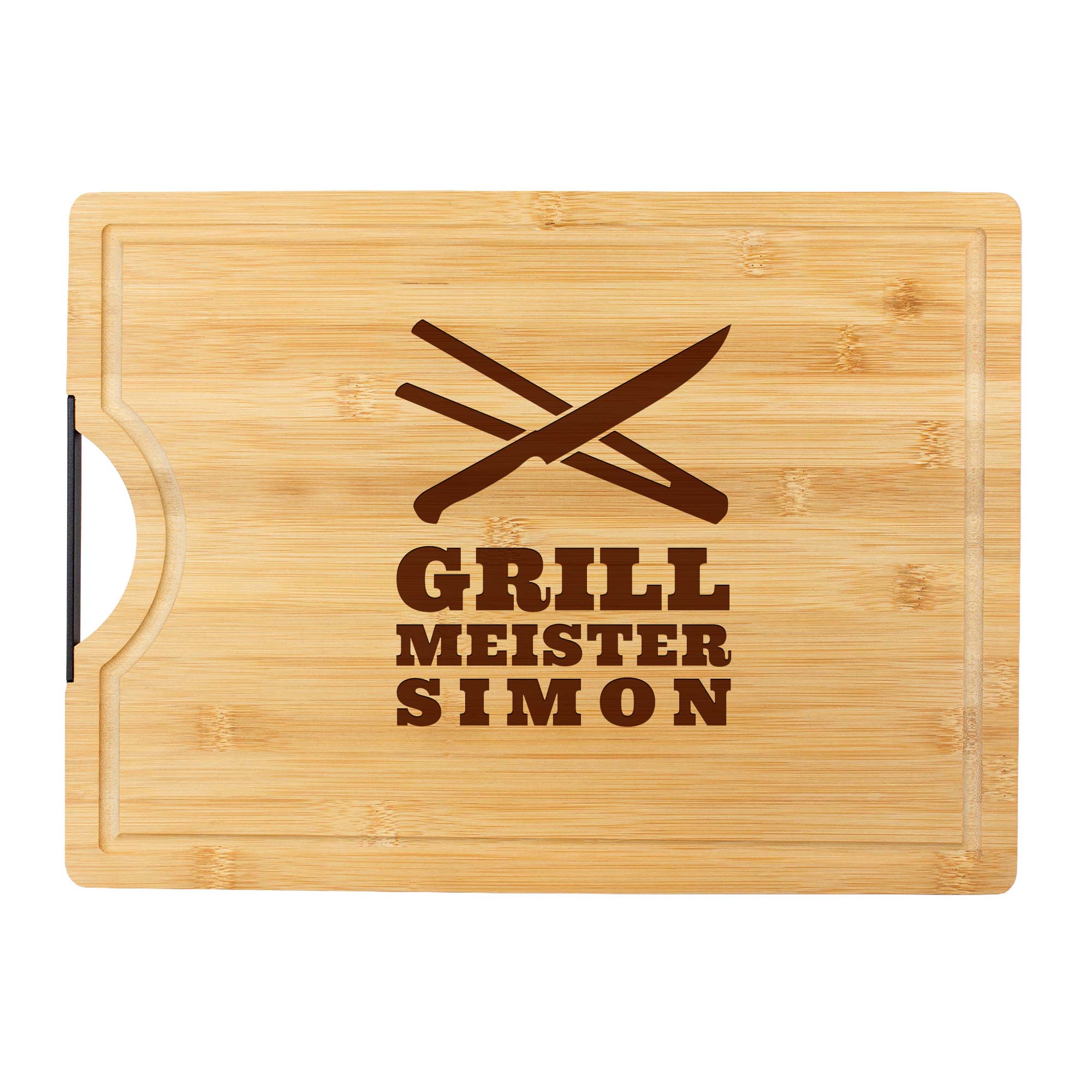 Bambusholz Schneidebrett mit Gravur Grillmeister - Personalisiert