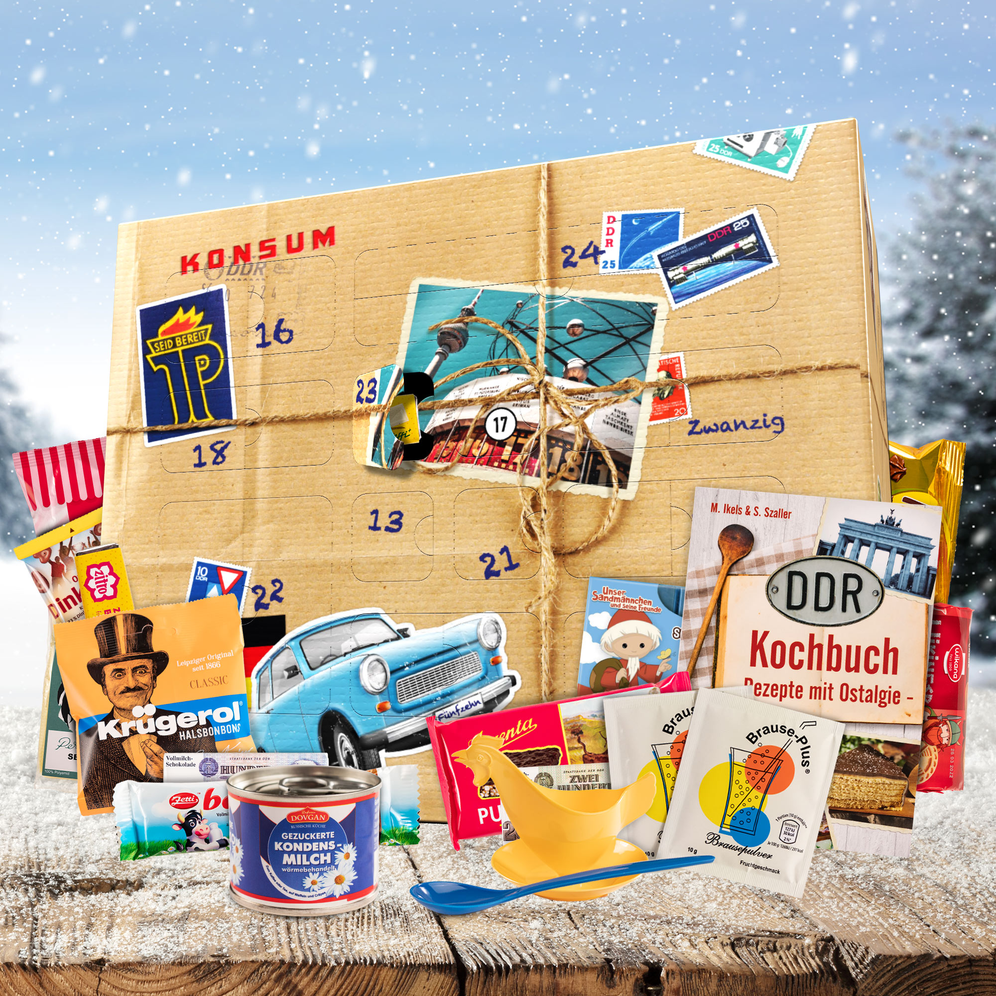 Adventskalender mit DDR Süßigkeiten - Ostpaket 2