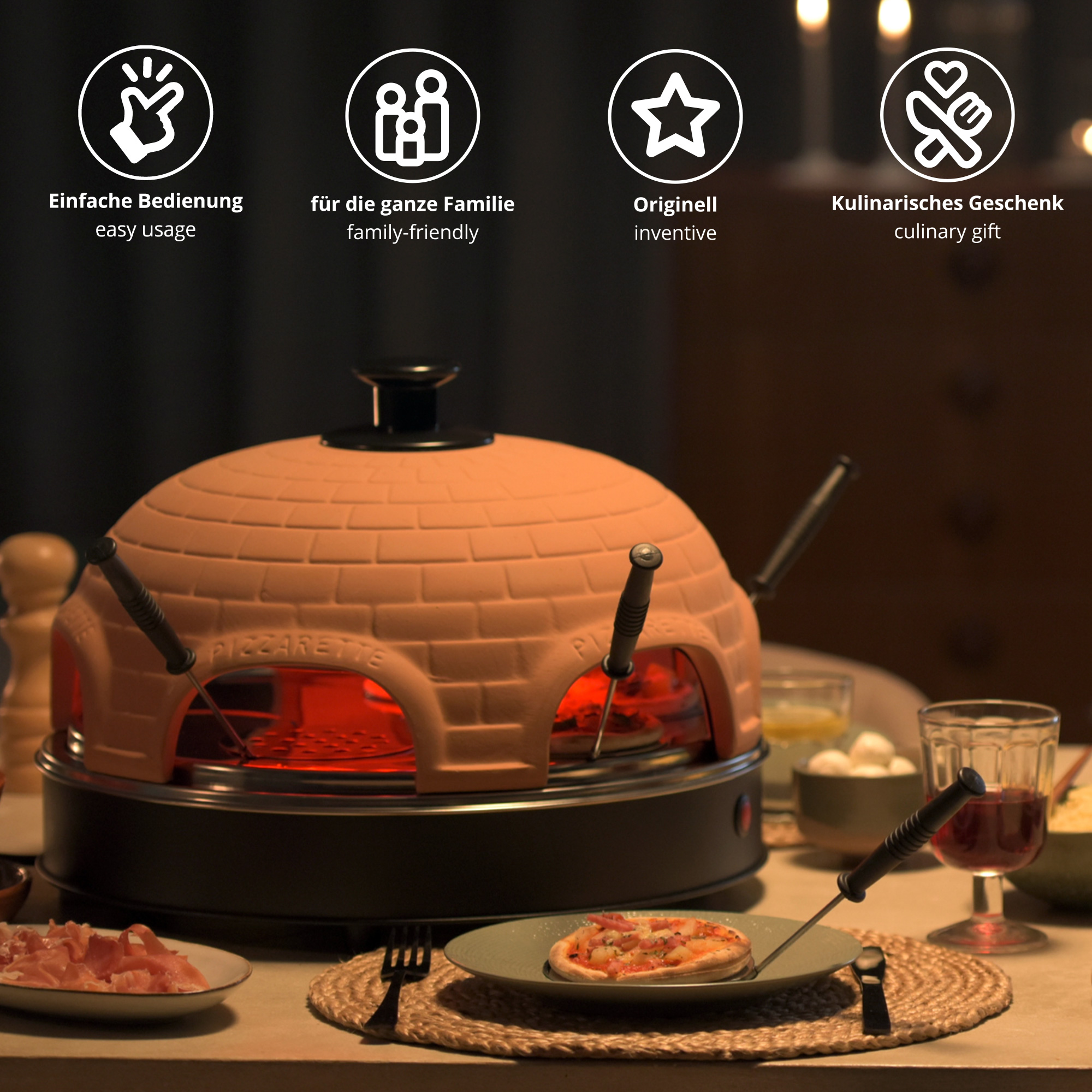 Pizza Raclette, Mini Pizza Ofen, Mini Pizzaofen, Pizzaofen für Zuhause, Mobiler Pizzaofen, Mini Pizza Steinofen, Steinofen für Küche