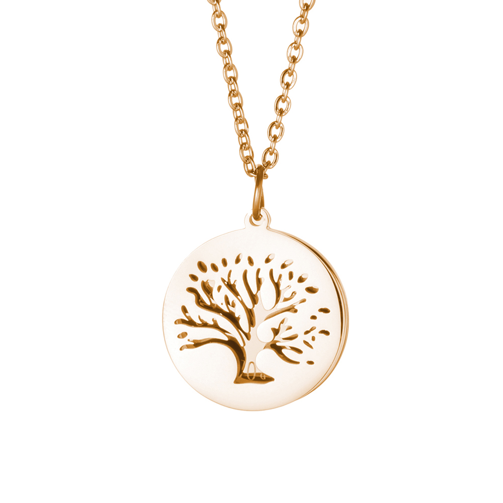 Kette mit Anhänger Lebensbaum - Kreis aus Namen - Gold