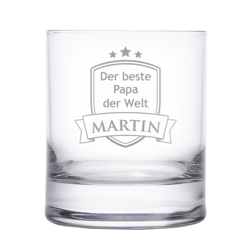 Whiskyglas mit Gravur für Papa - Wappen - personalisiert