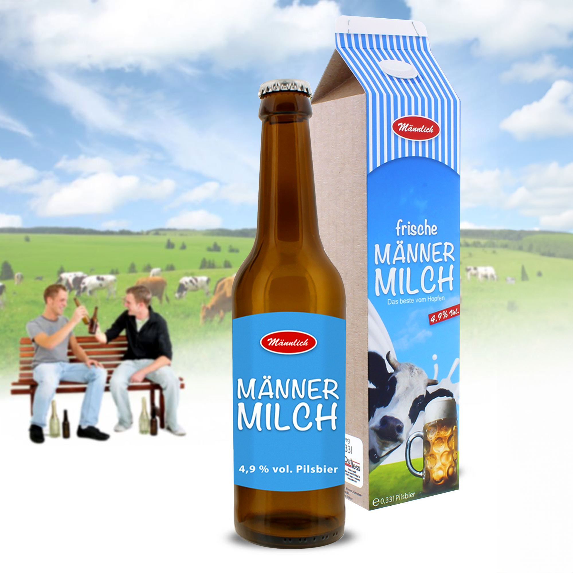 Männermilch im Karton - Bierflasche 0,33 l