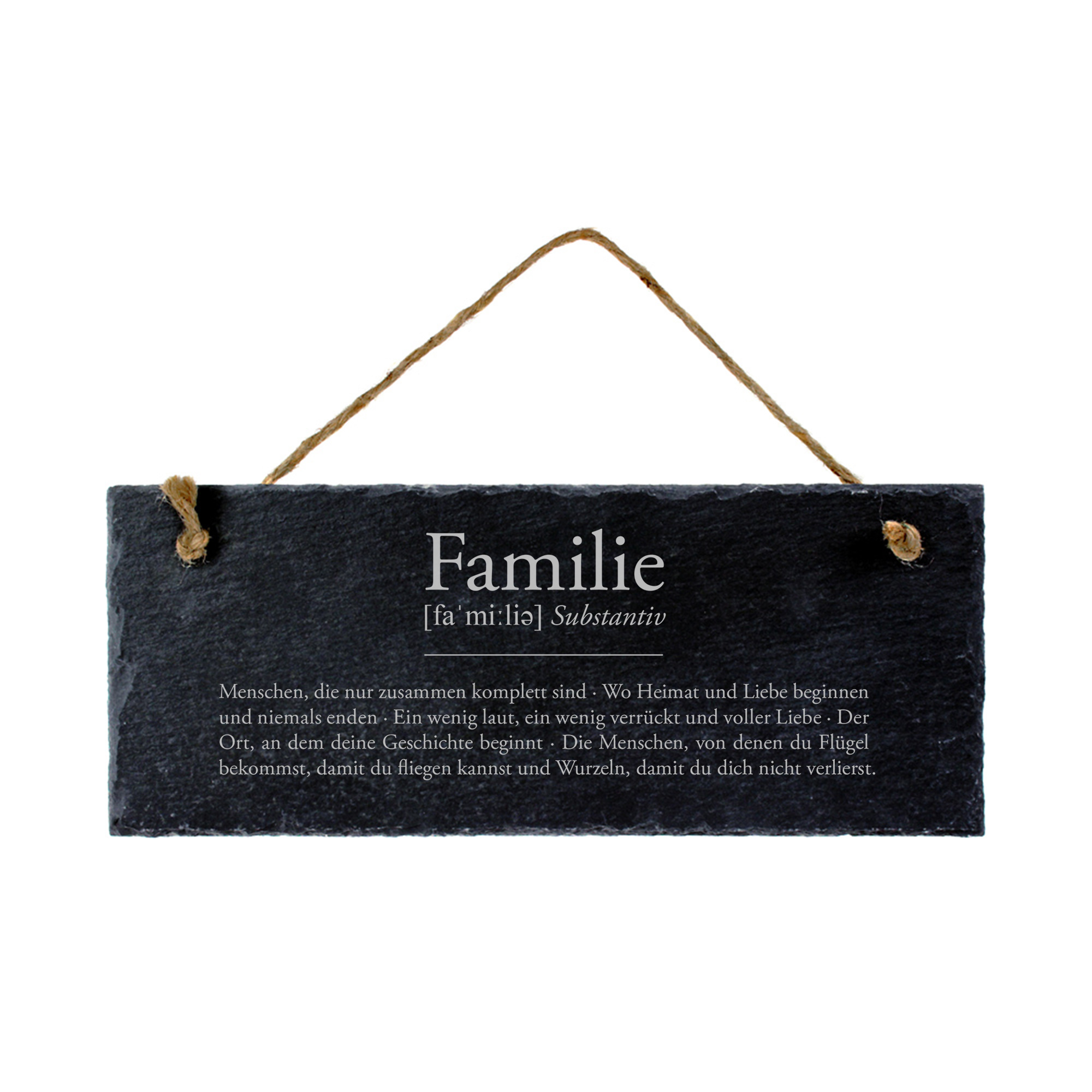 Schiefertafel mit Gravur - Definition Familie